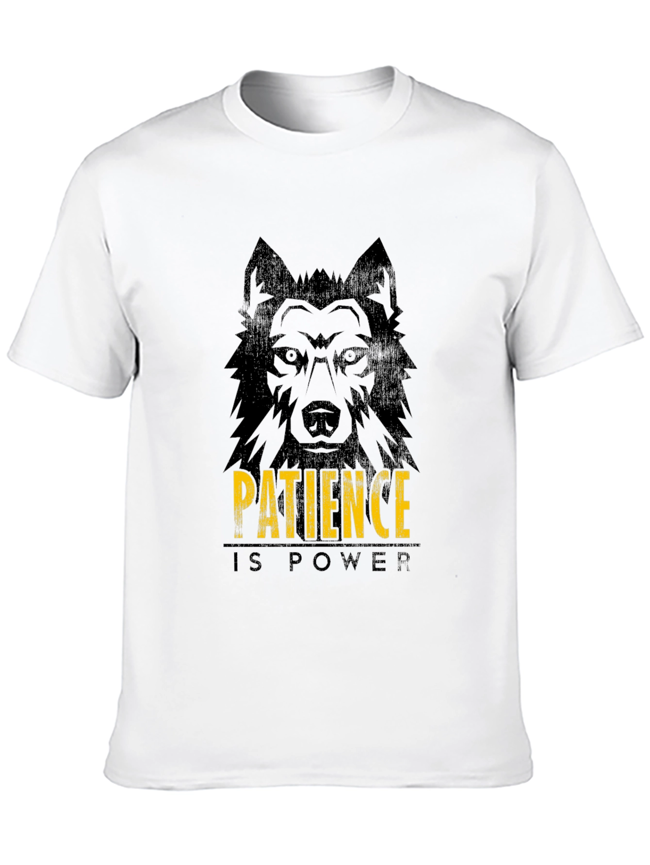 Patience is Power Wolf Graphic Tee - Black