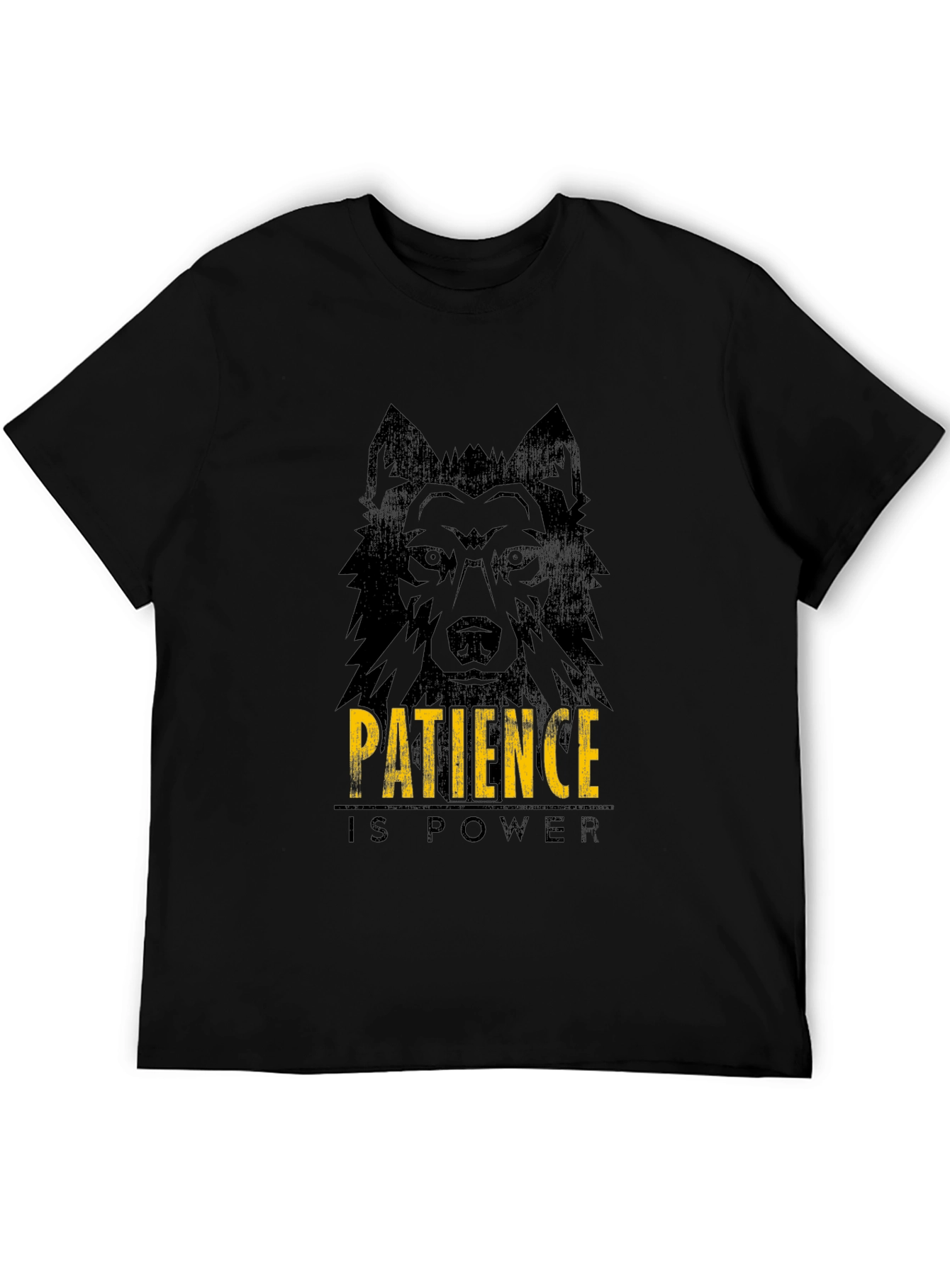 Patience is Power Wolf Graphic Tee - Black