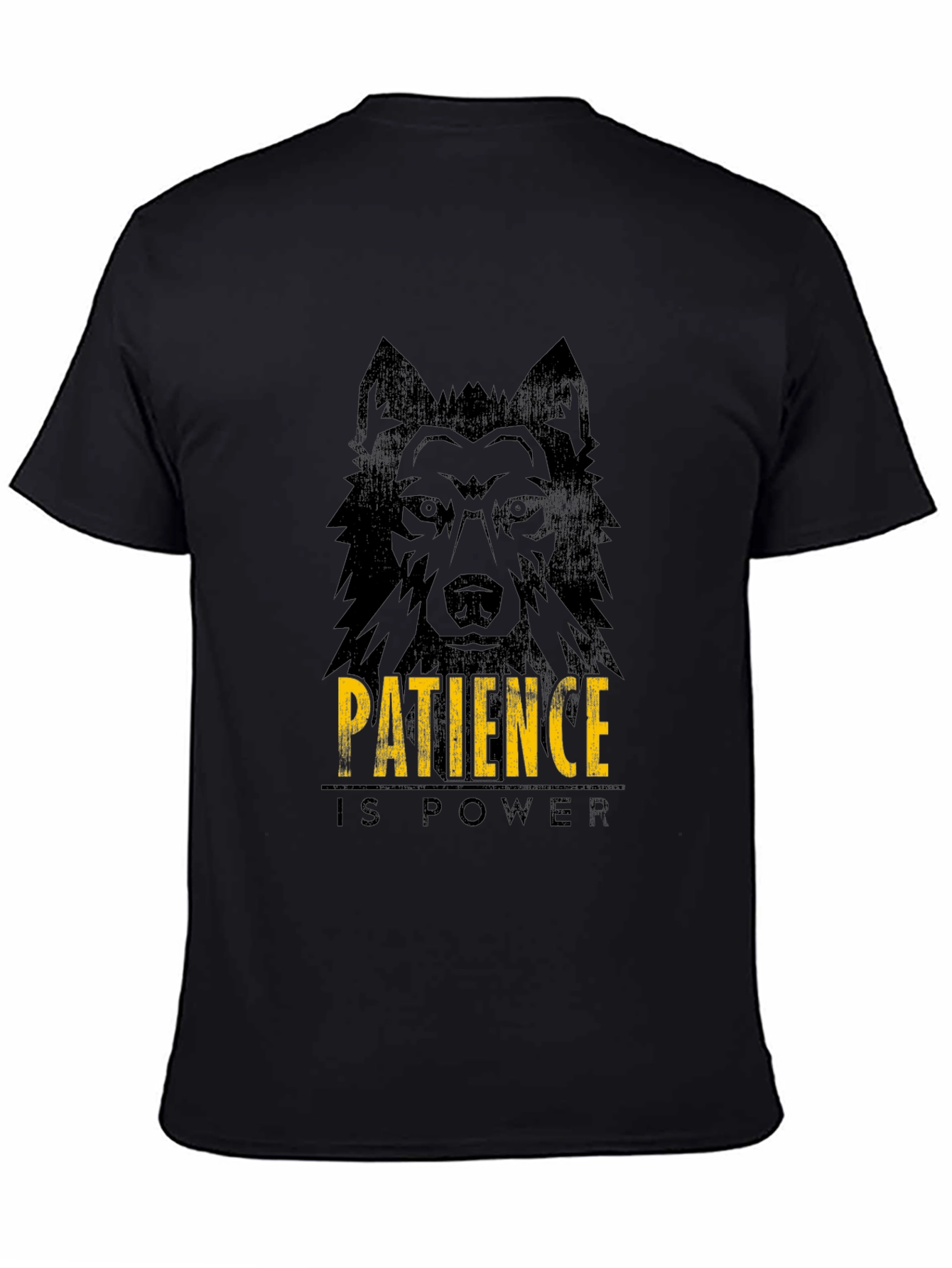 Patience is Power Wolf Graphic Tee - Black