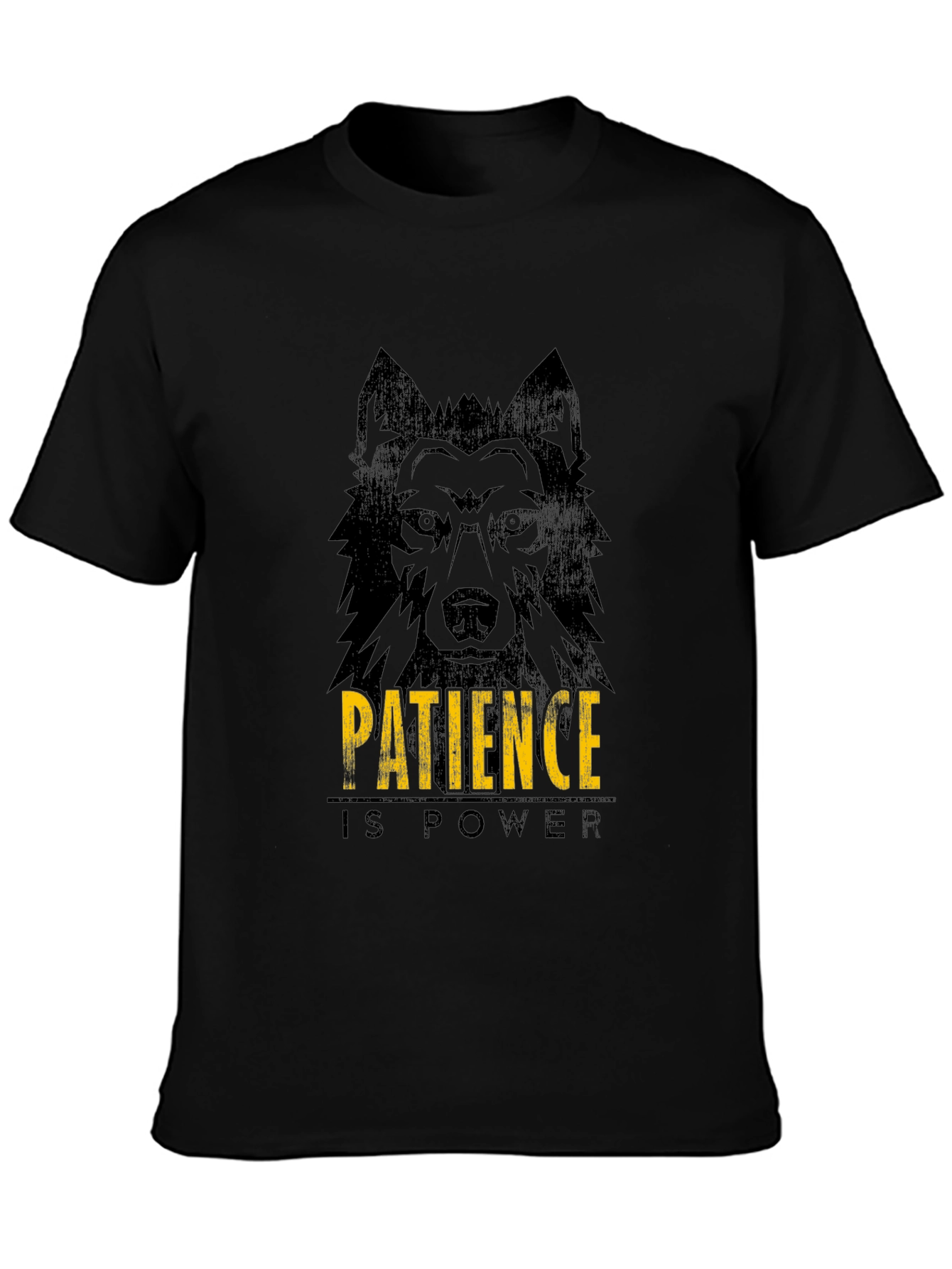 Patience is Power Wolf Graphic Tee - Black
