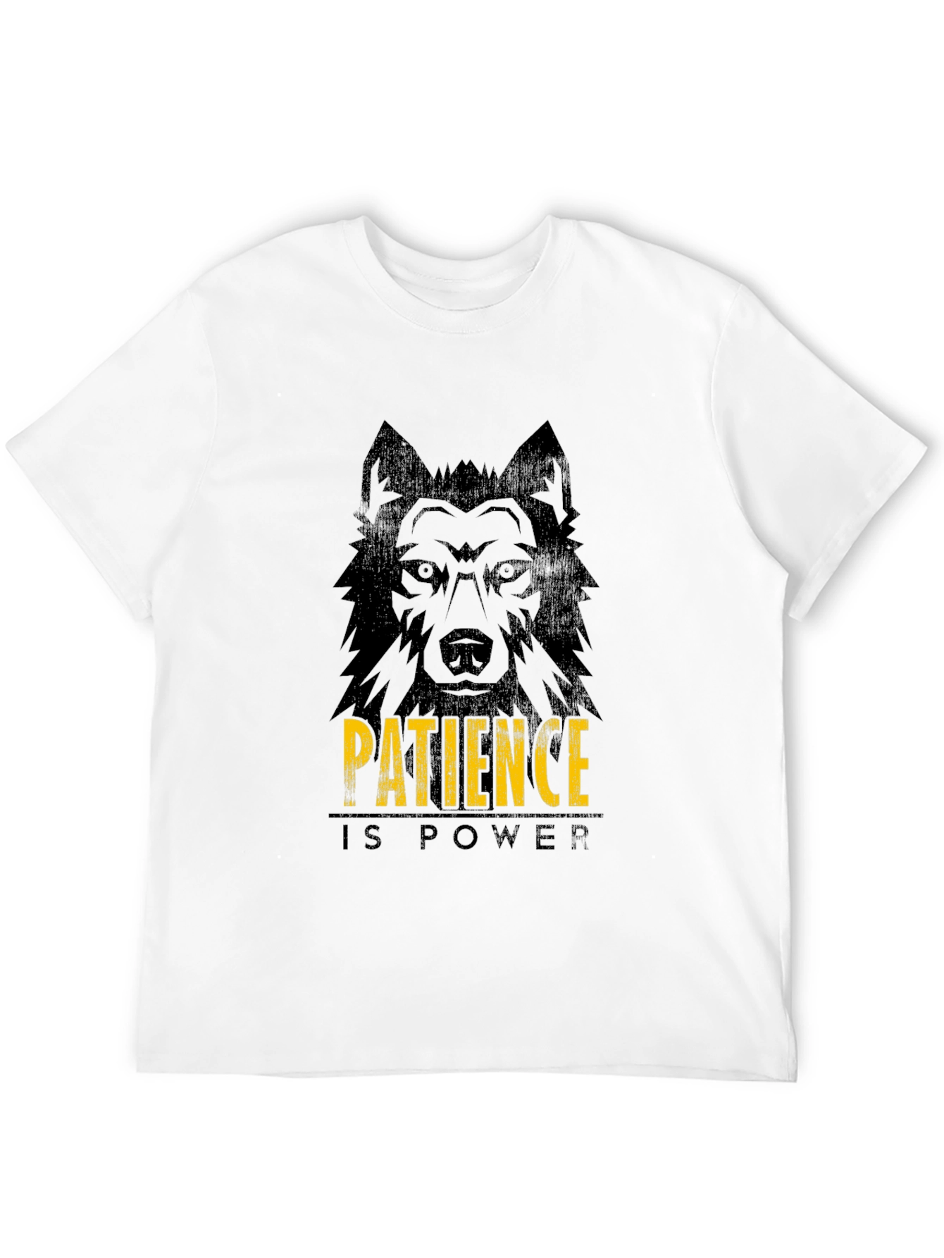 Patience is Power Wolf Graphic Tee - Black