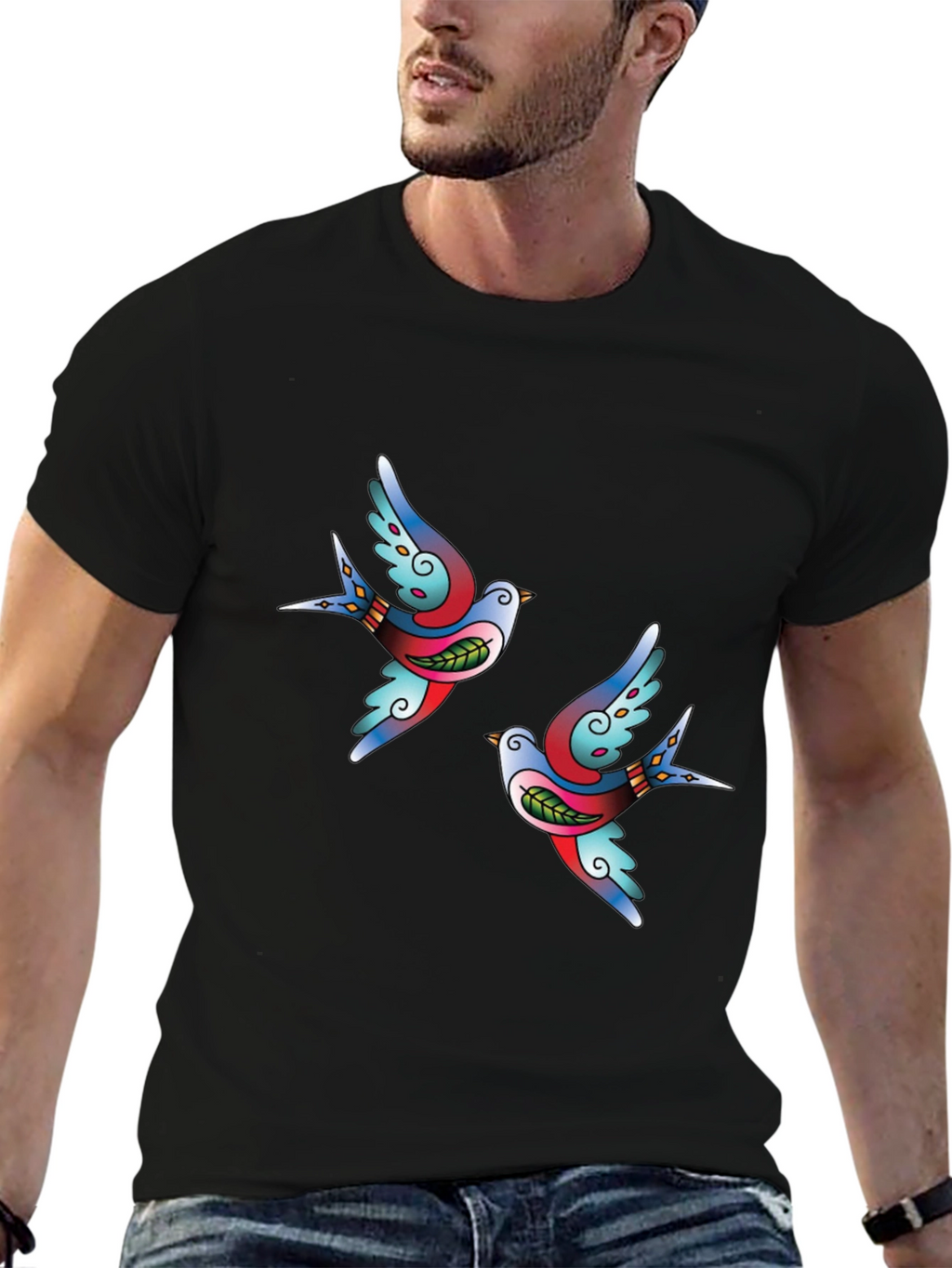 Classic Tattoo Swallow Black T-Shirt