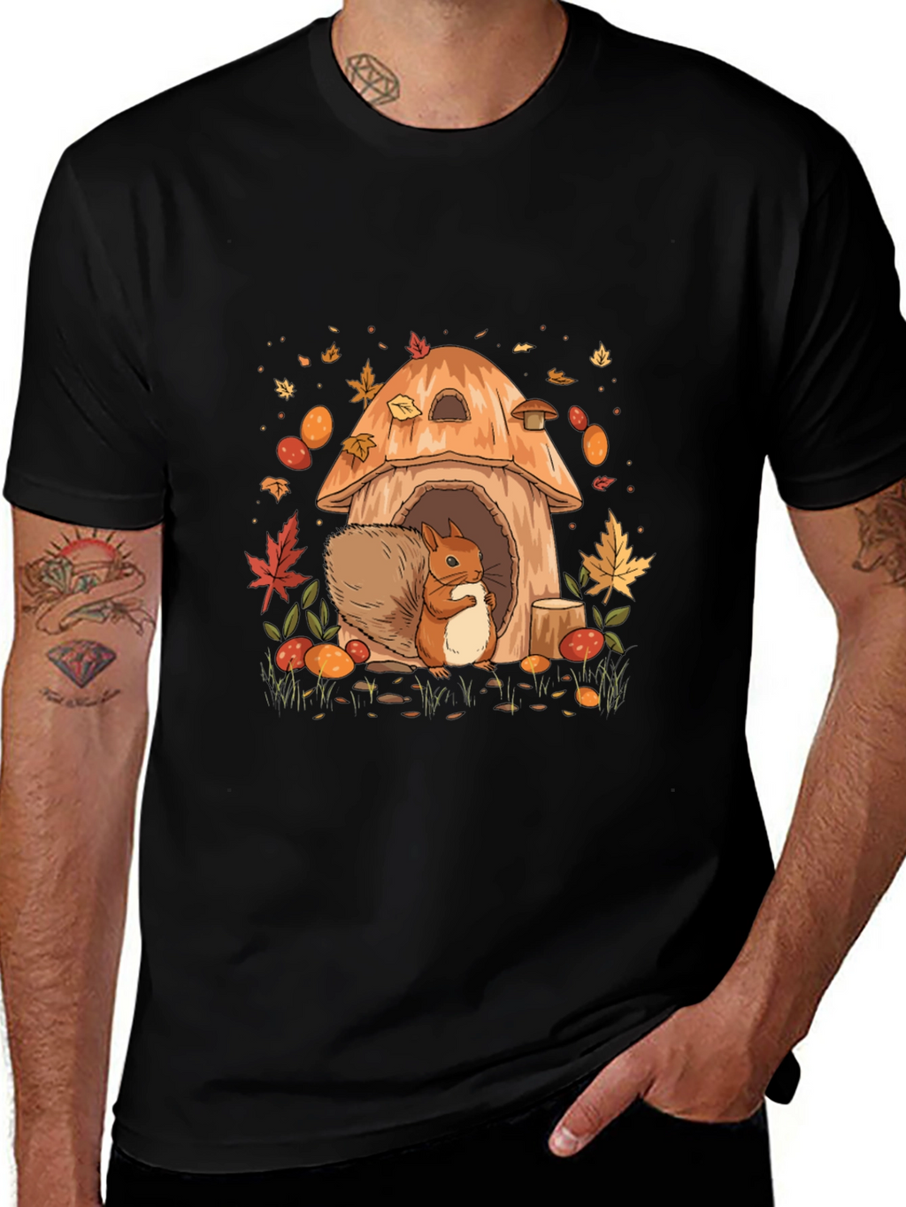 Squirrel Mushroom House Graphic Tee