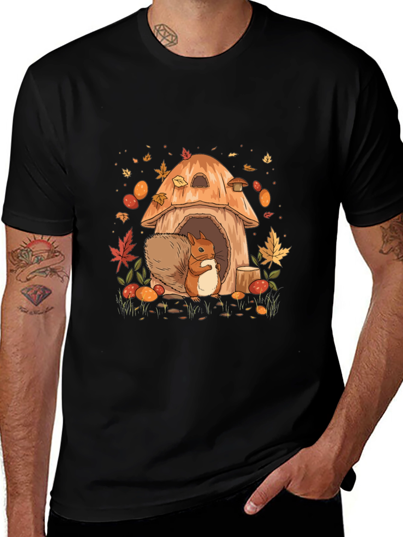 Squirrel Mushroom House Graphic Tee