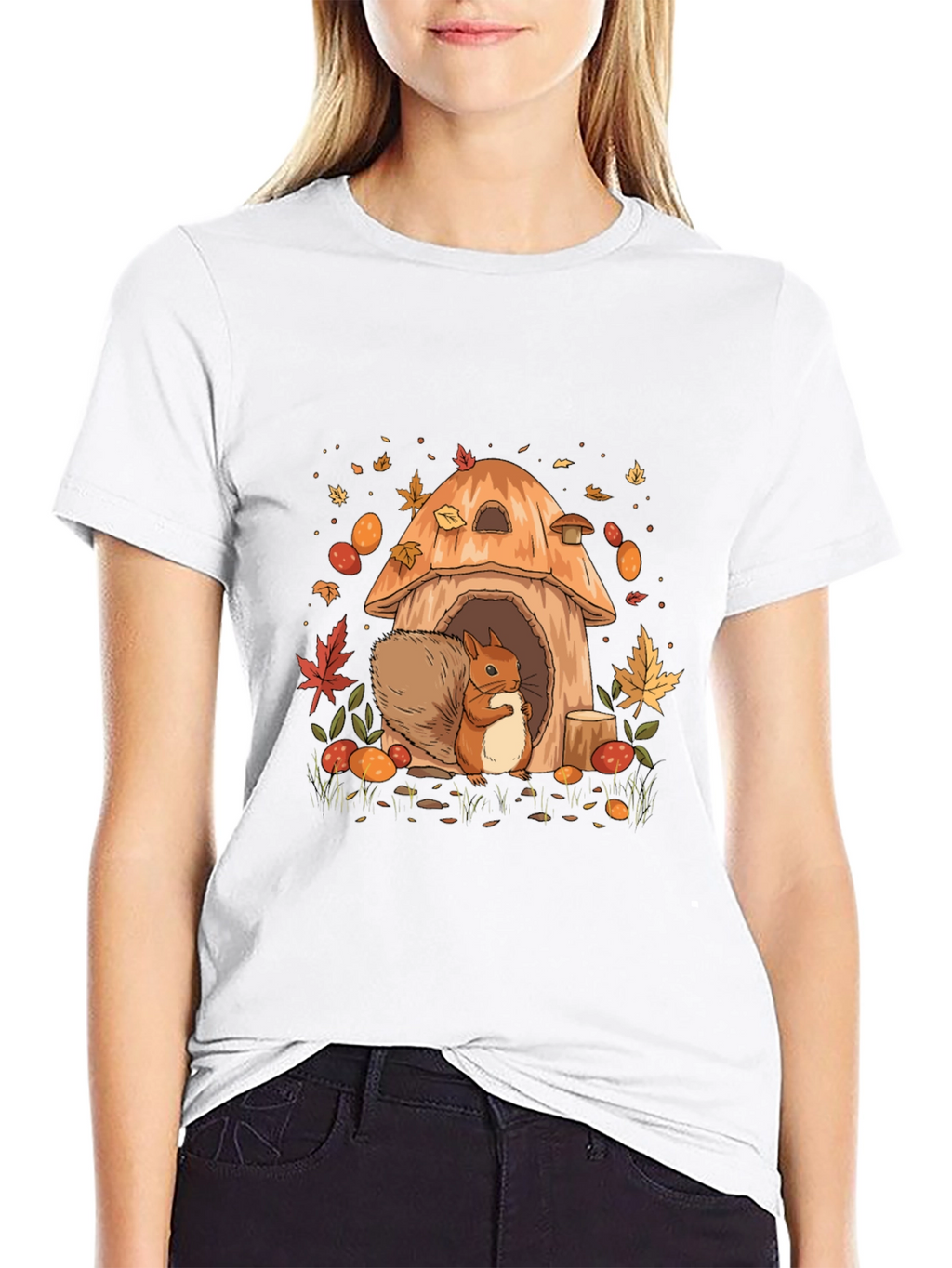 Squirrel Mushroom House Graphic Tee