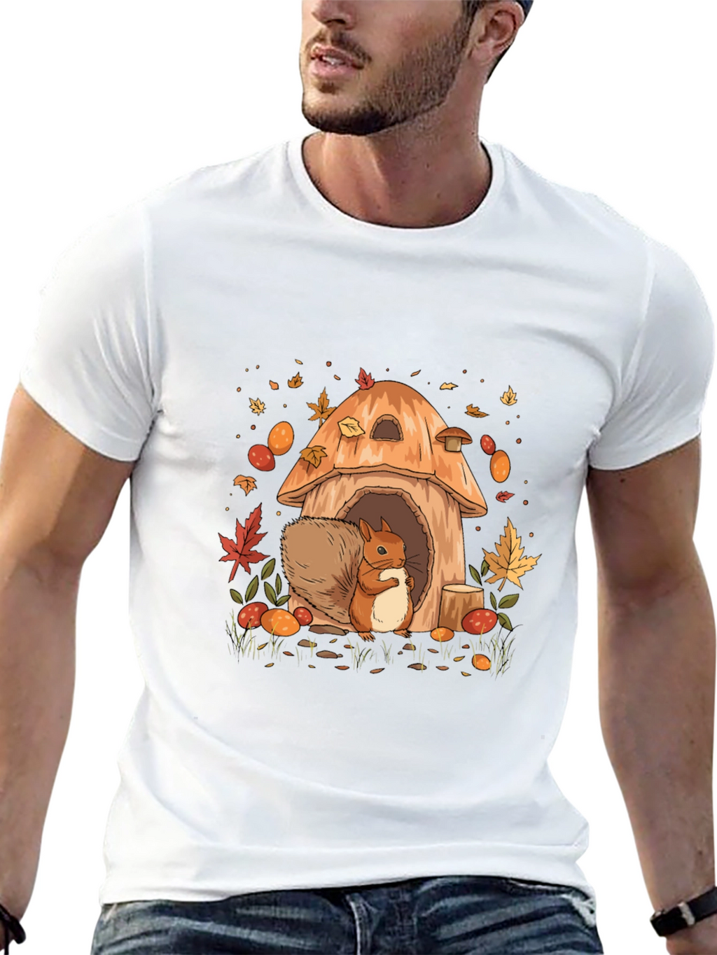 Squirrel Mushroom House Graphic Tee