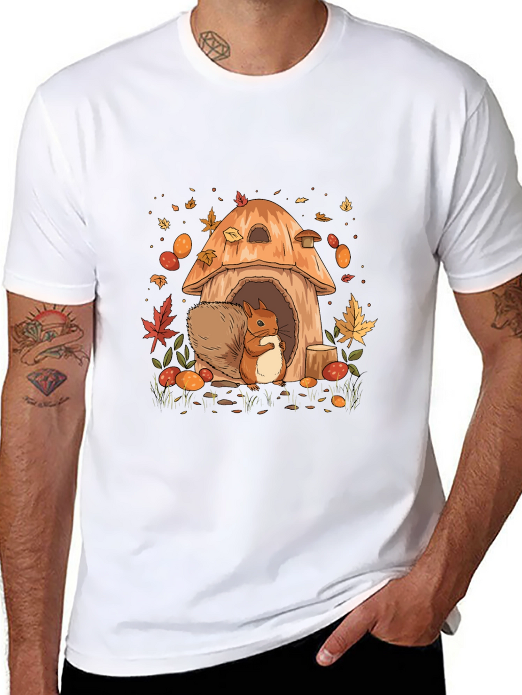 Squirrel Mushroom House Graphic Tee