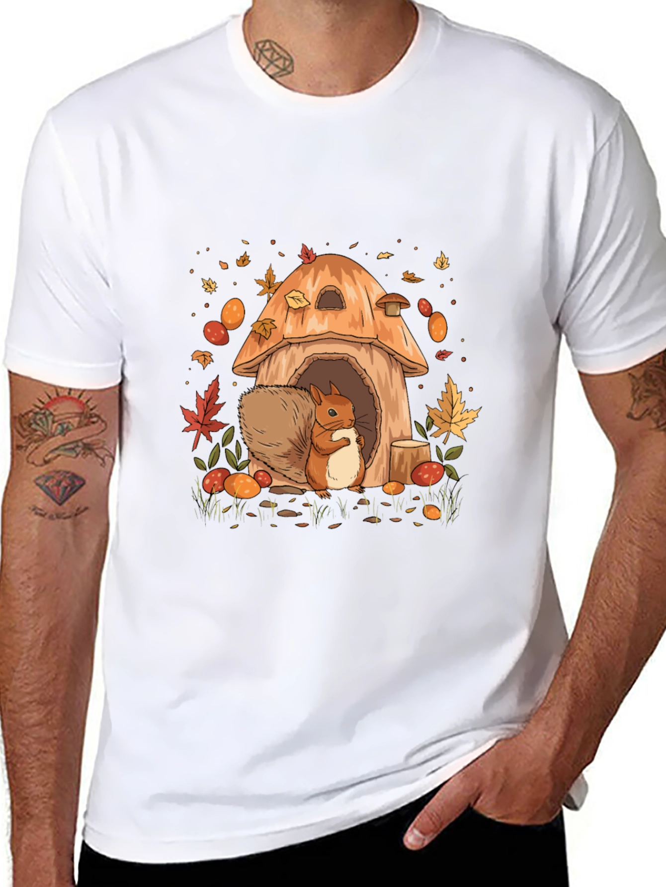 Squirrel Mushroom House Graphic Tee