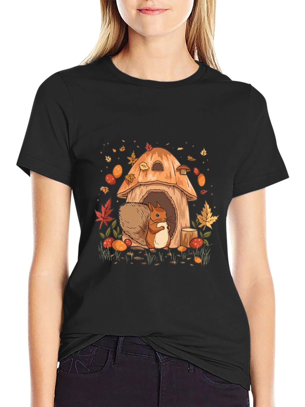 Squirrel Mushroom House Graphic Tee