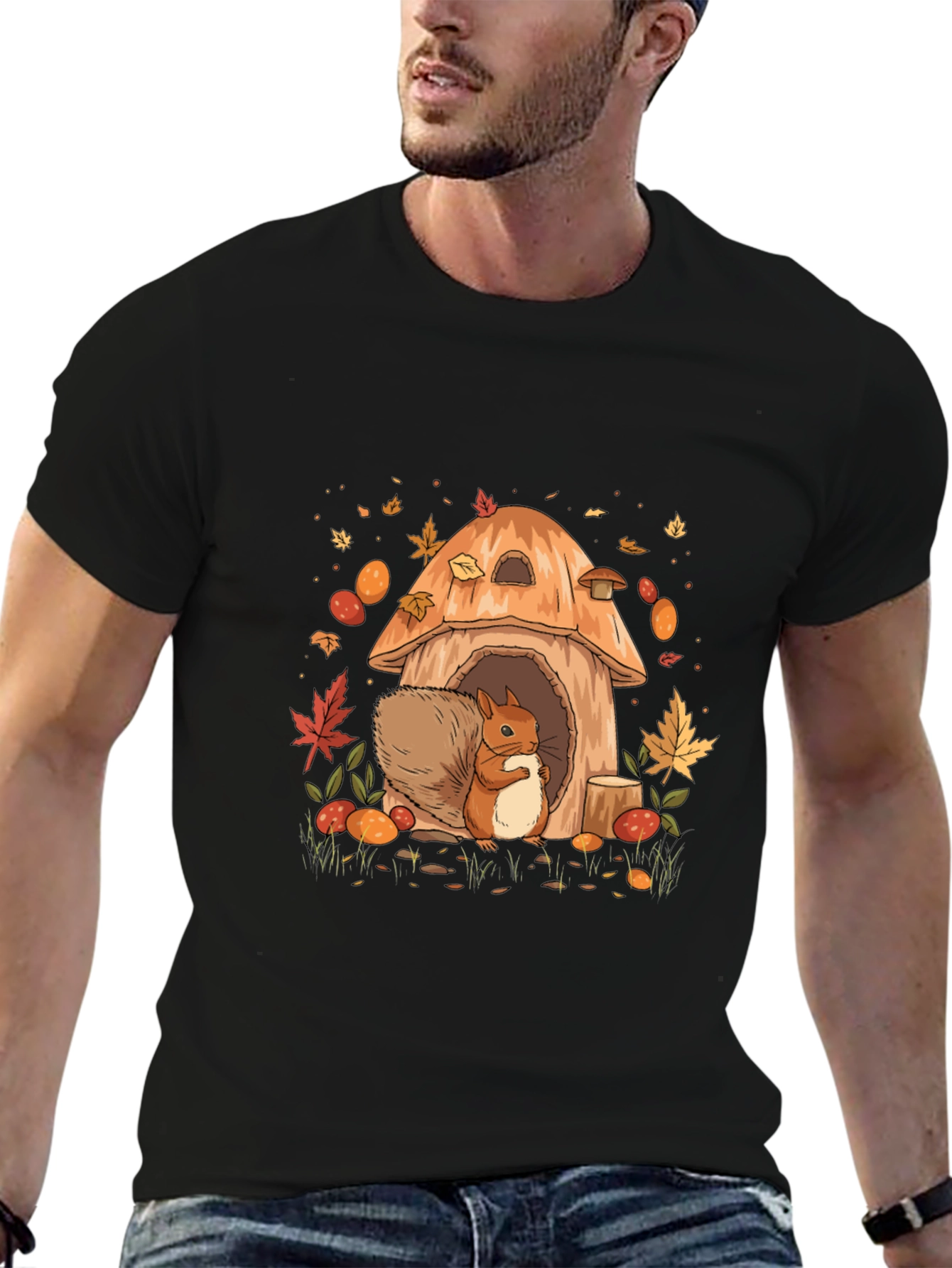 Squirrel Mushroom House Graphic Tee