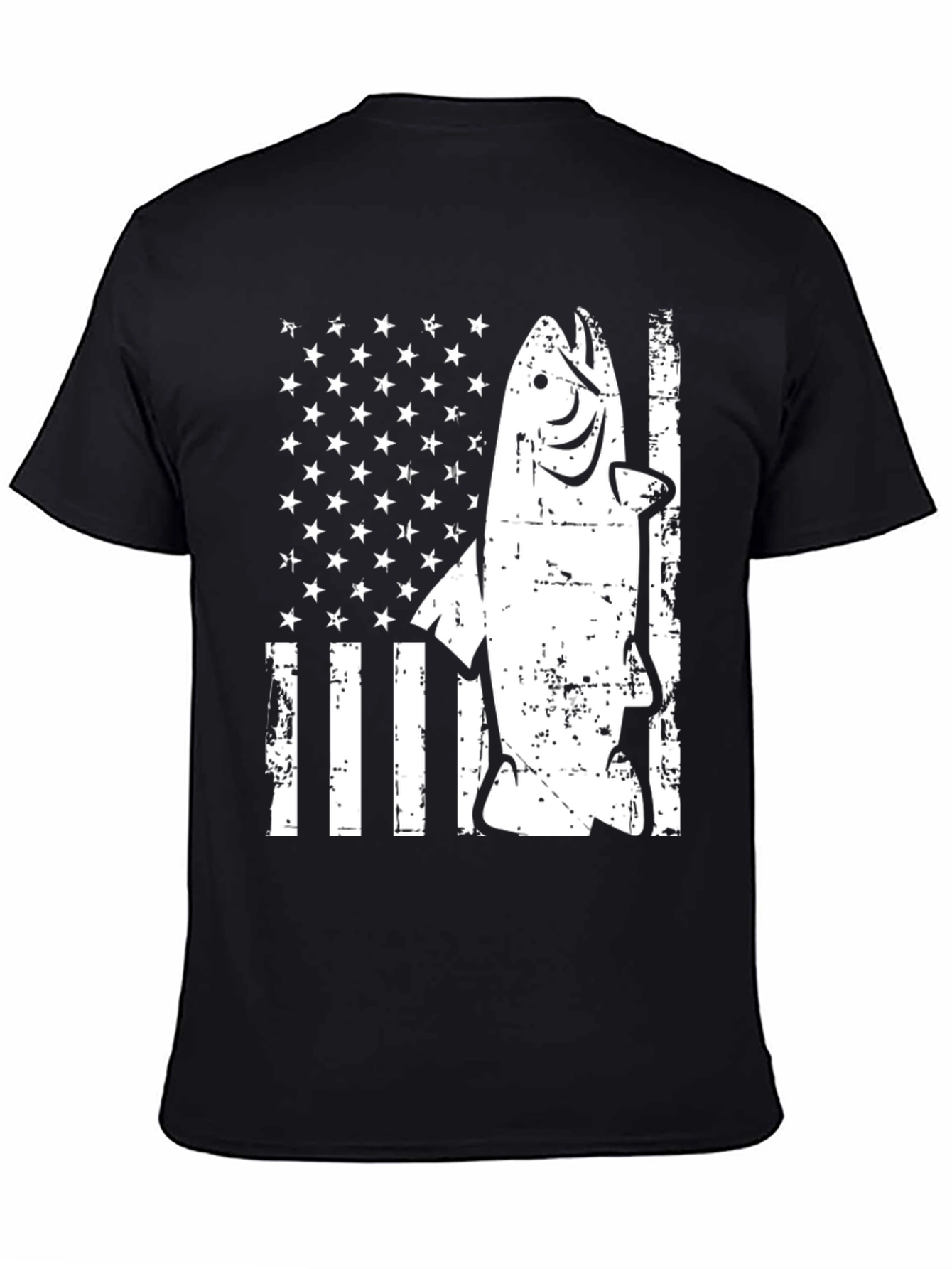 American Flag Fish Graphic T-Shirt