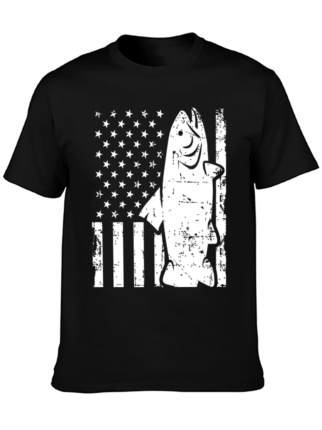 American Flag Fish Graphic T-Shirt