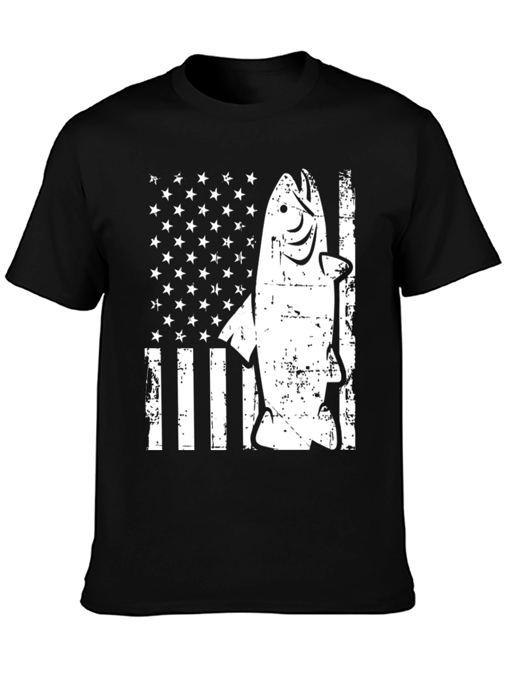 American Flag Fish Graphic T-Shirt