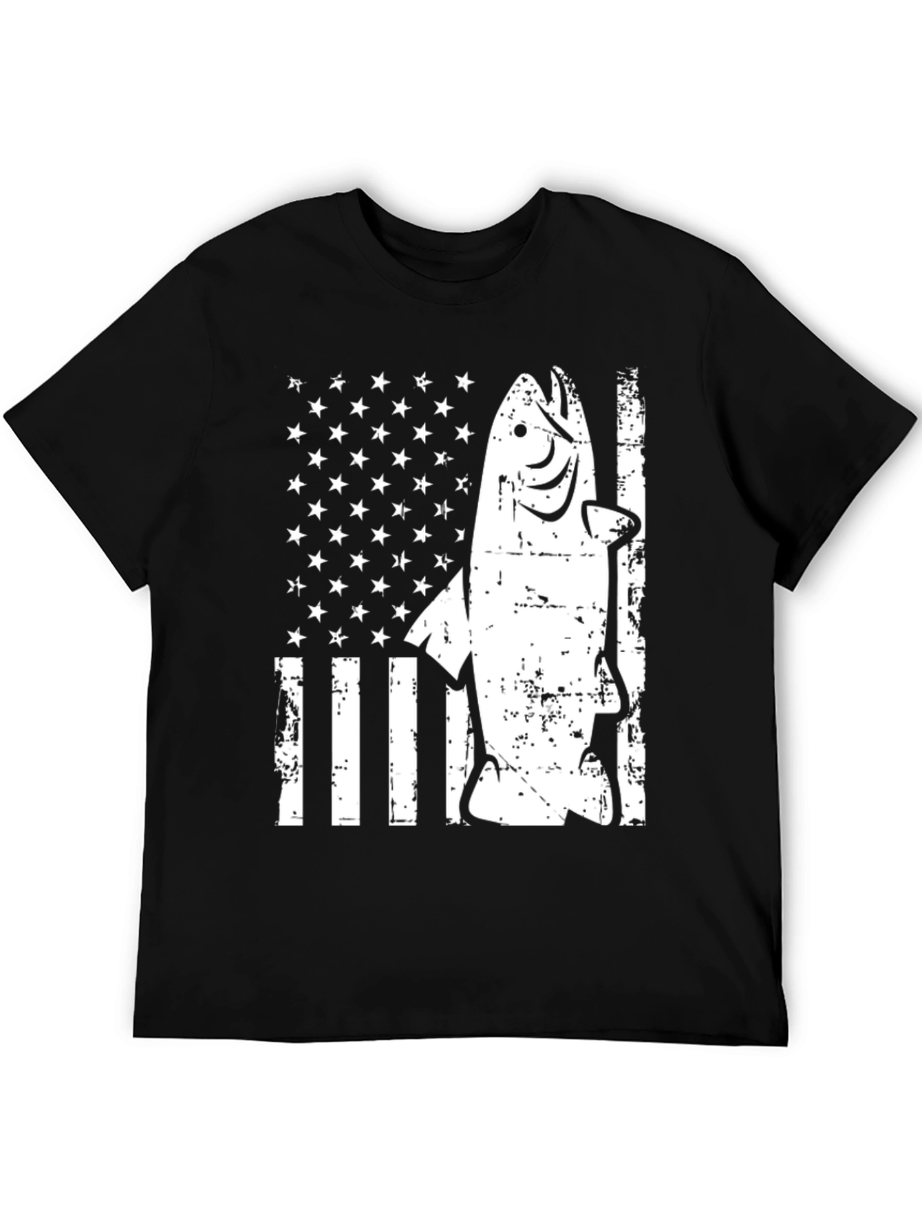 American Flag Fish Graphic T-Shirt