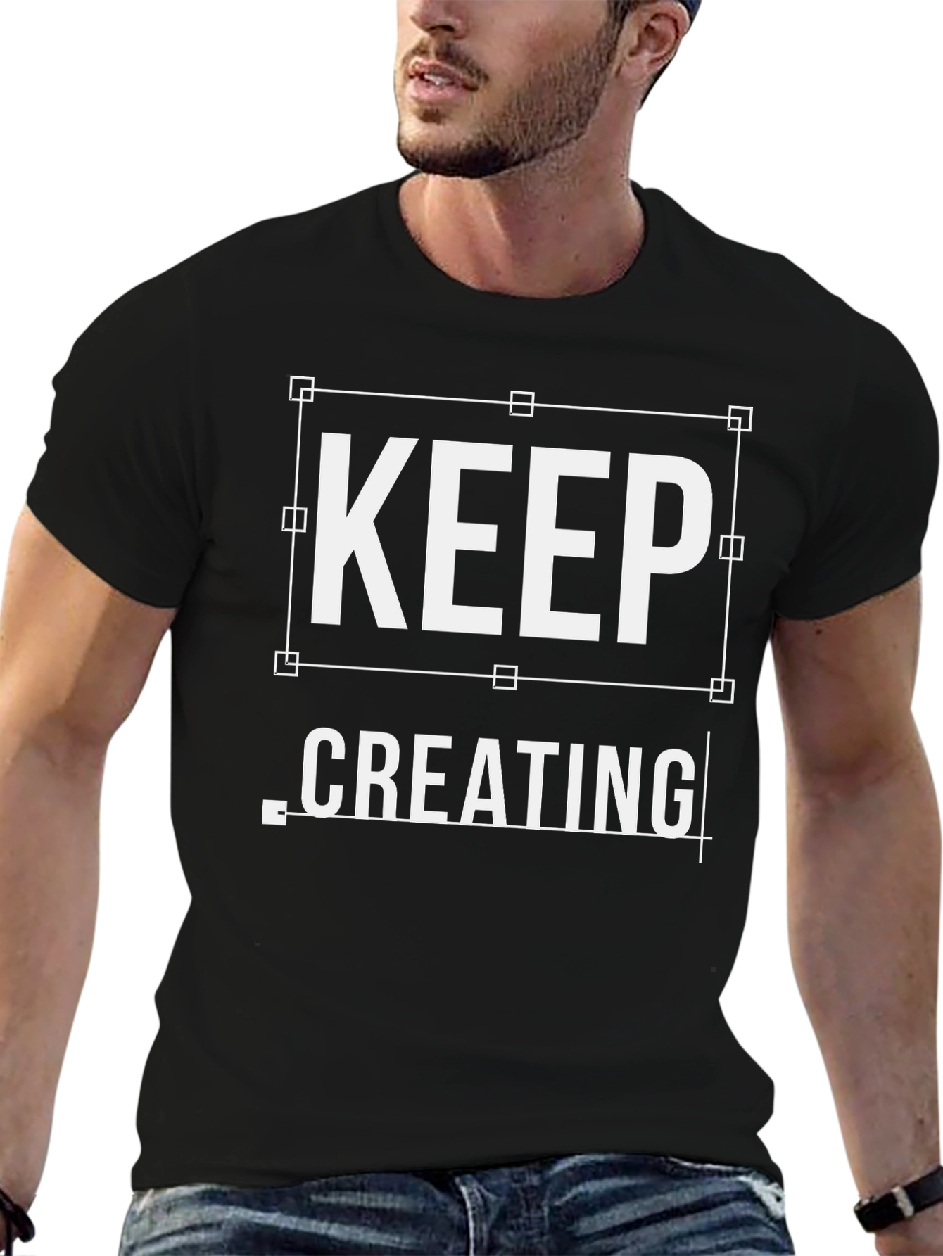 Keep Creating Black Graphic Tee Shirt