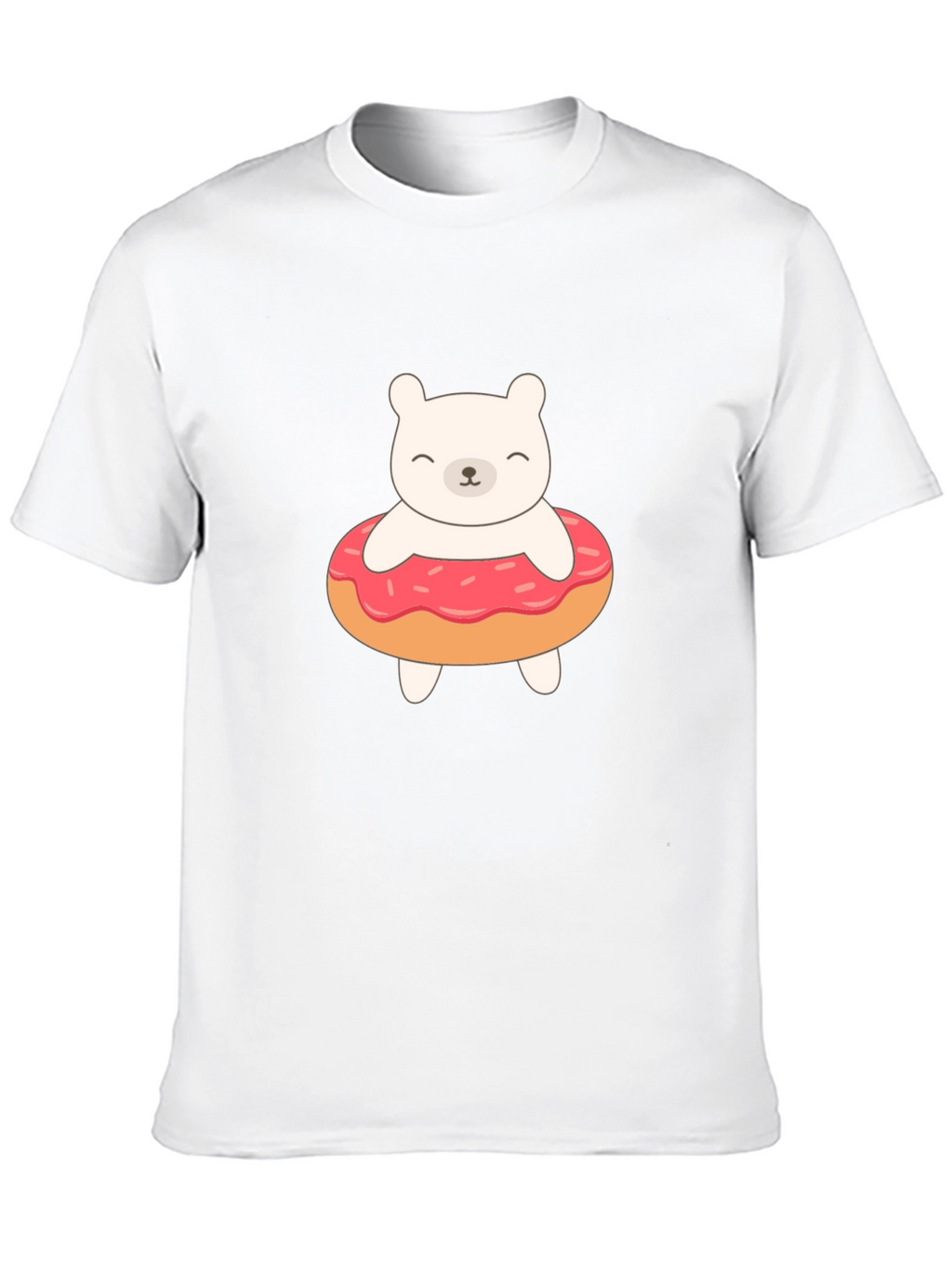 Cute Bear Donut Graphic Tee - Black