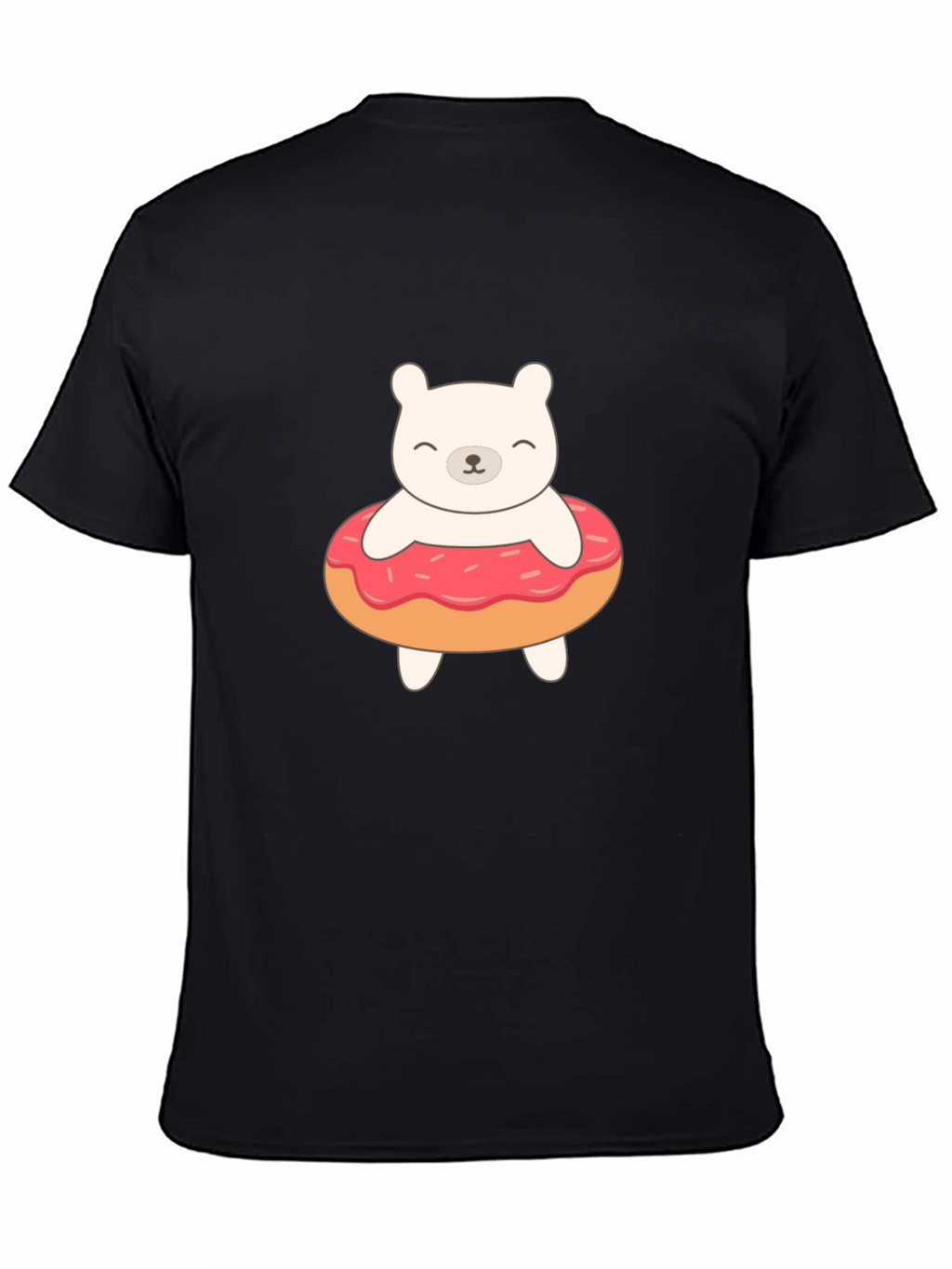 Cute Bear Donut Graphic Tee - Black