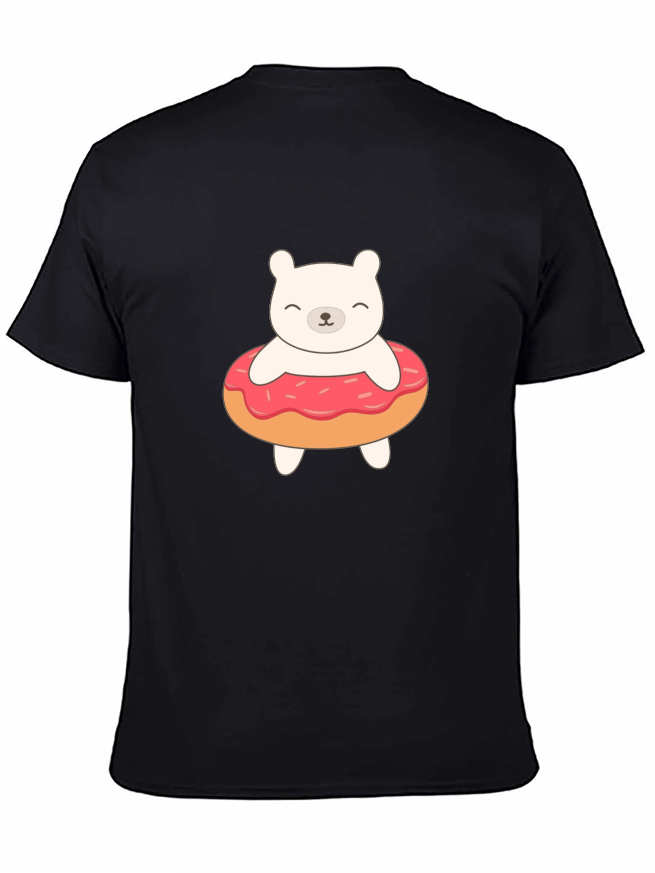 Cute Bear Donut Graphic Tee - Black