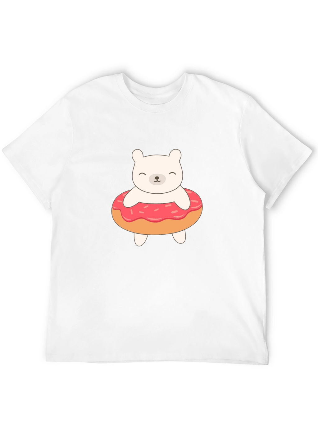 Cute Bear Donut Graphic Tee - Black