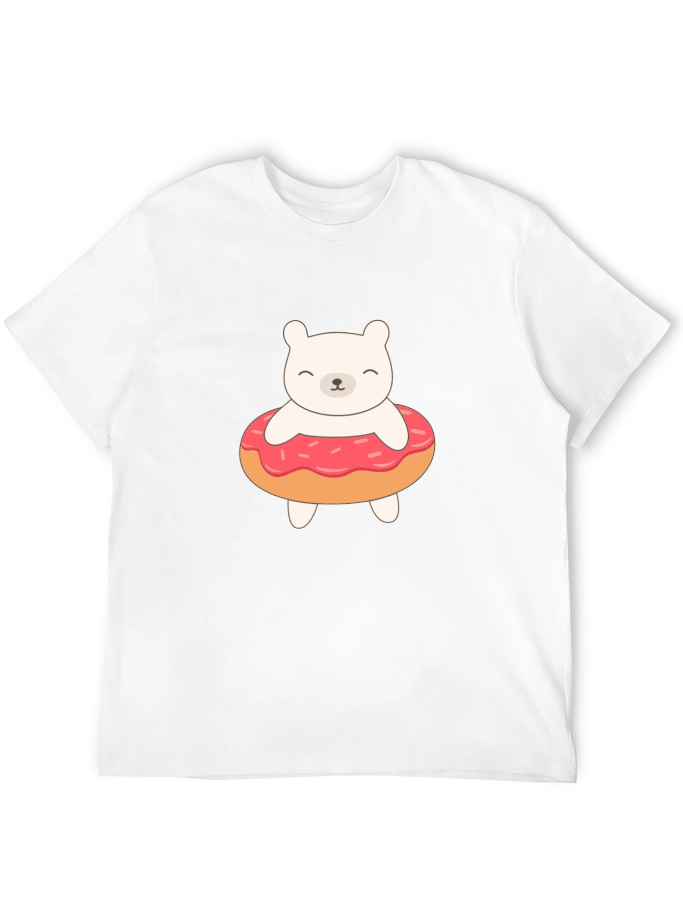 Cute Bear Donut Graphic Tee - Black