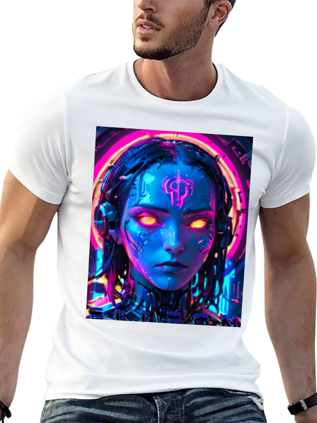 Cyberpunk Girl T-Shirt - Neon Futuristic Design