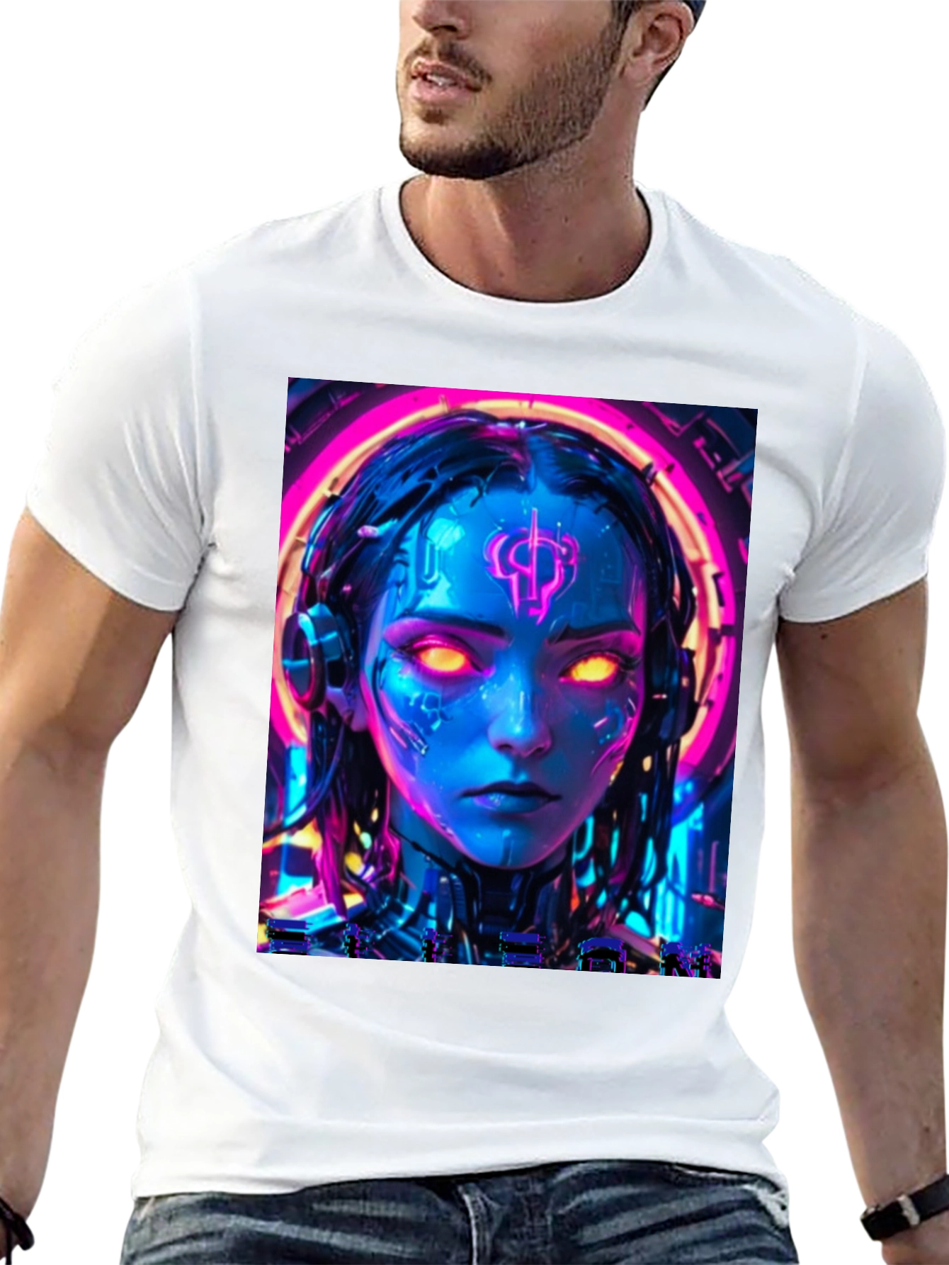 Cyberpunk Girl T-Shirt - Neon Futuristic Design