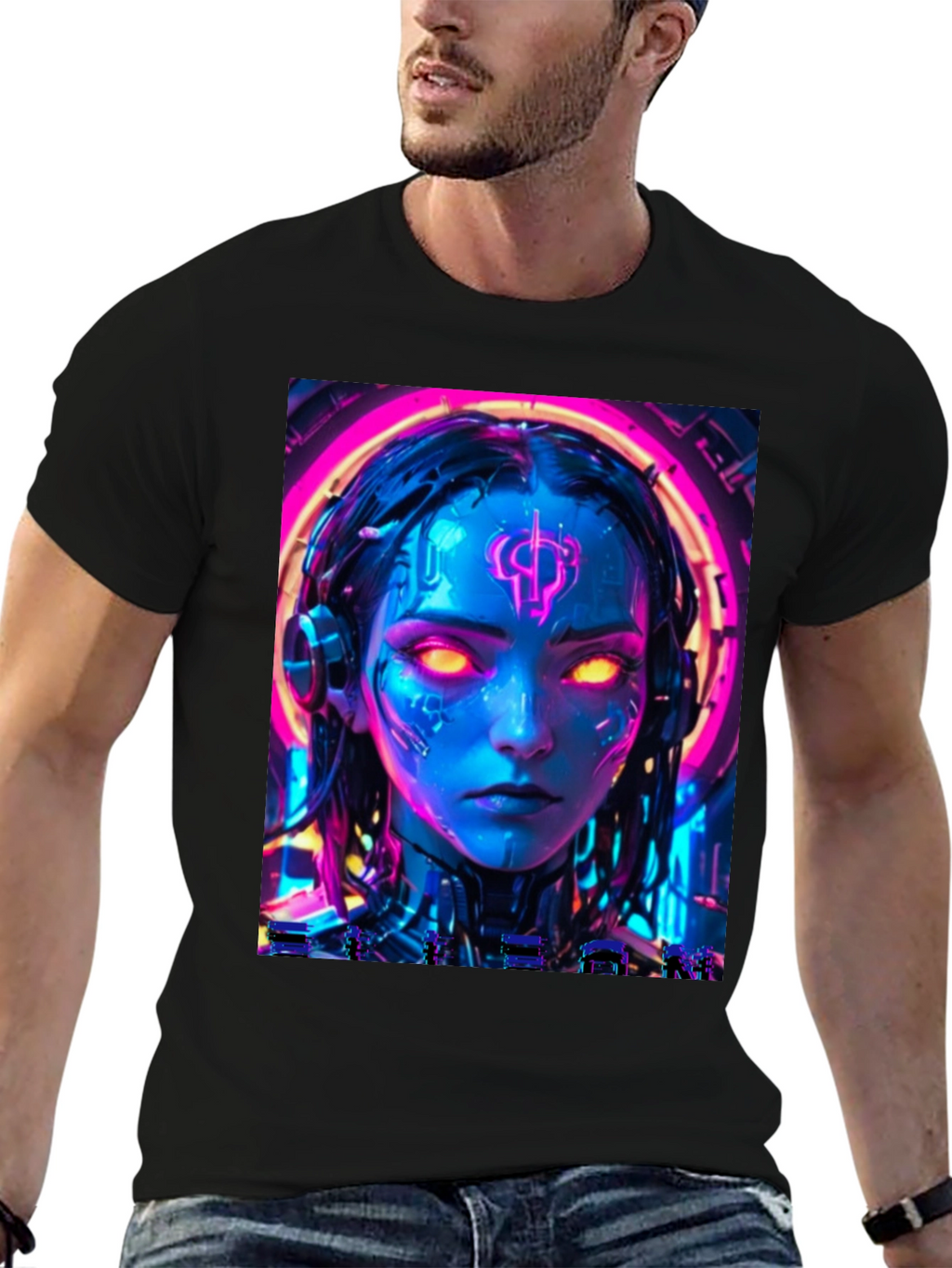 Cyberpunk Girl T-Shirt - Neon Futuristic Design
