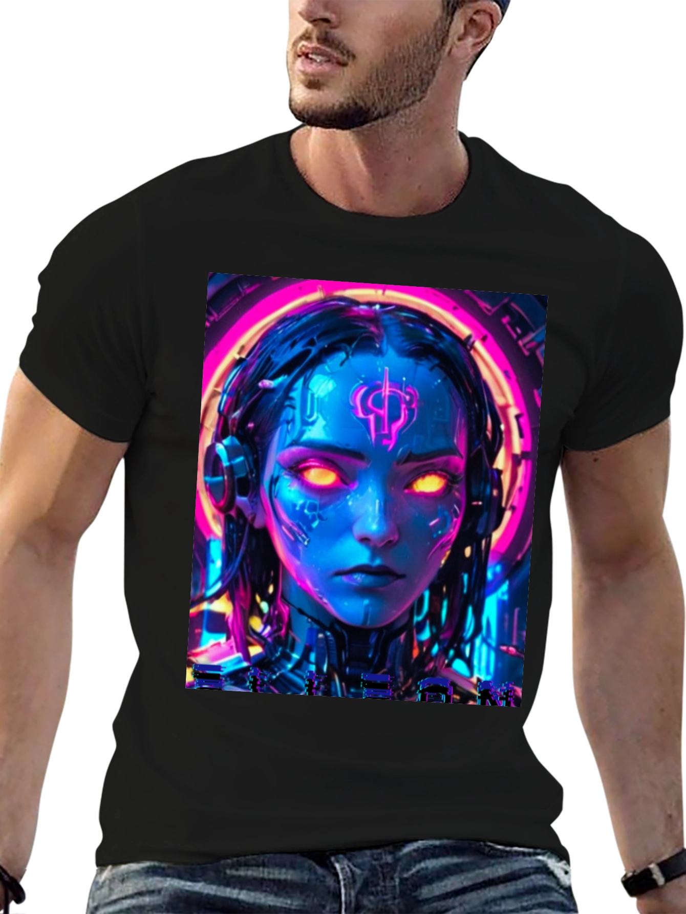 Cyberpunk Girl T-Shirt - Neon Futuristic Design