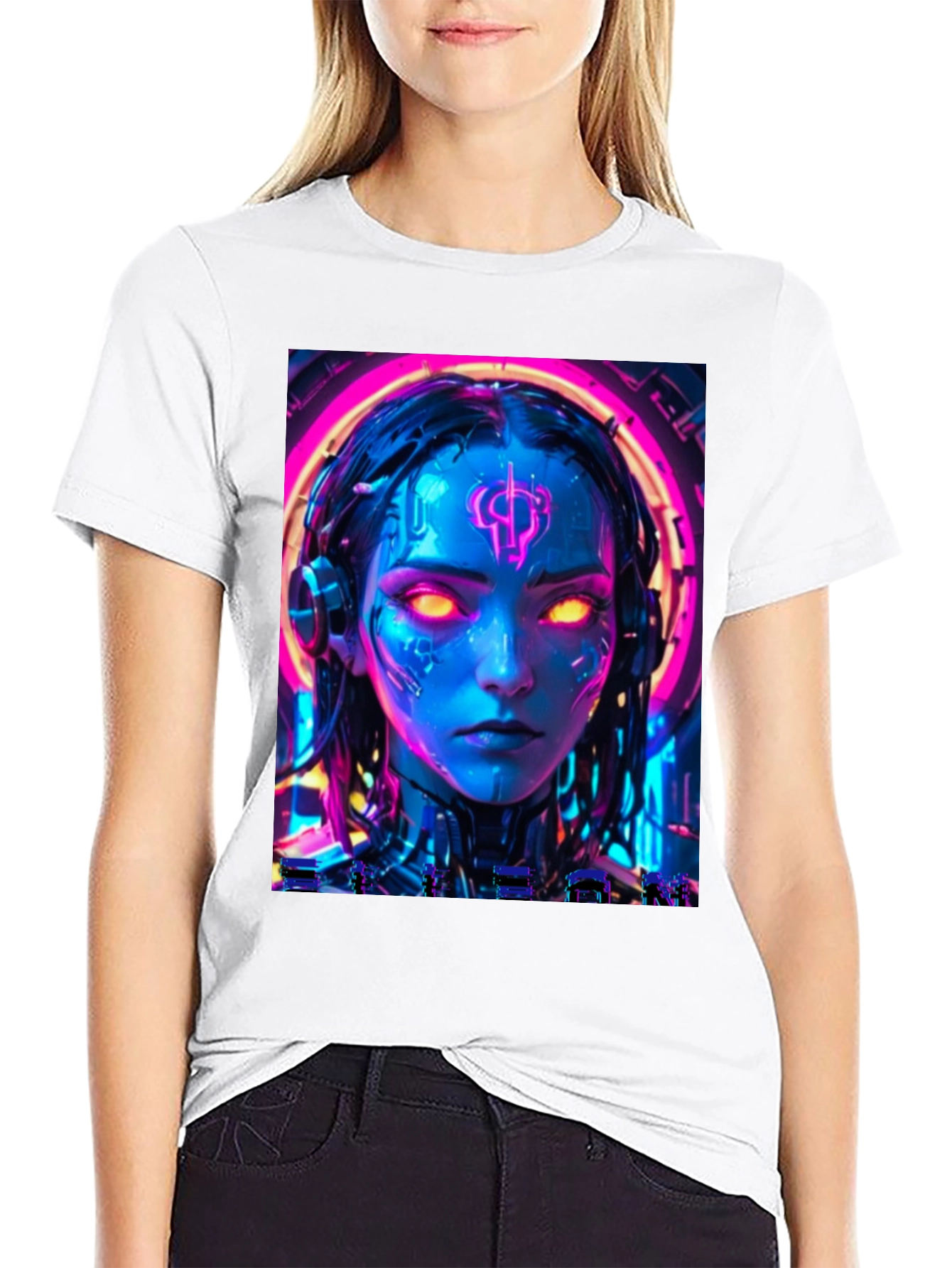 Cyberpunk Girl T-Shirt - Neon Futuristic Design