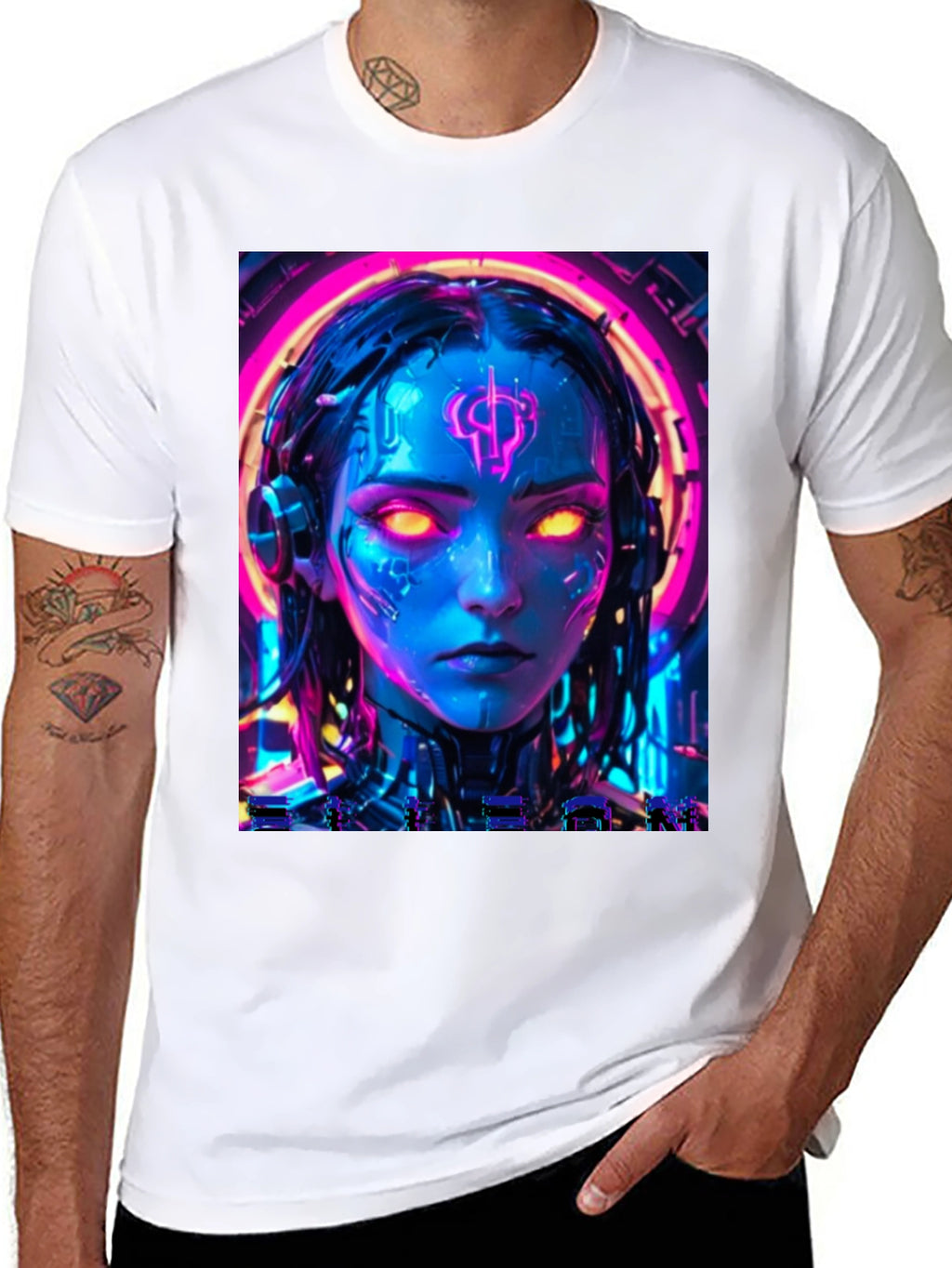 Cyberpunk Girl T-Shirt - Neon Futuristic Design