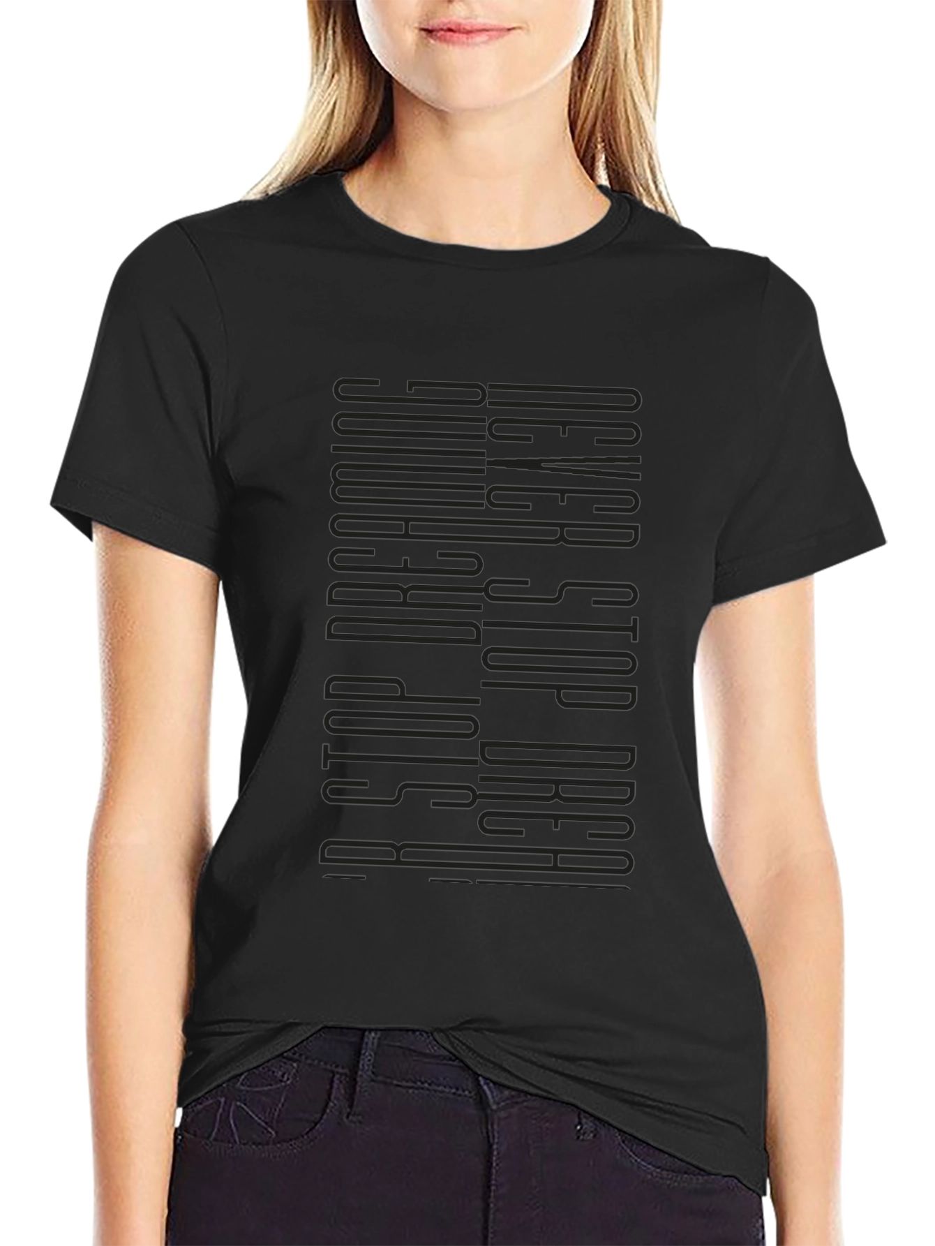 Never Stop Dreaming Black Graphic Tee
