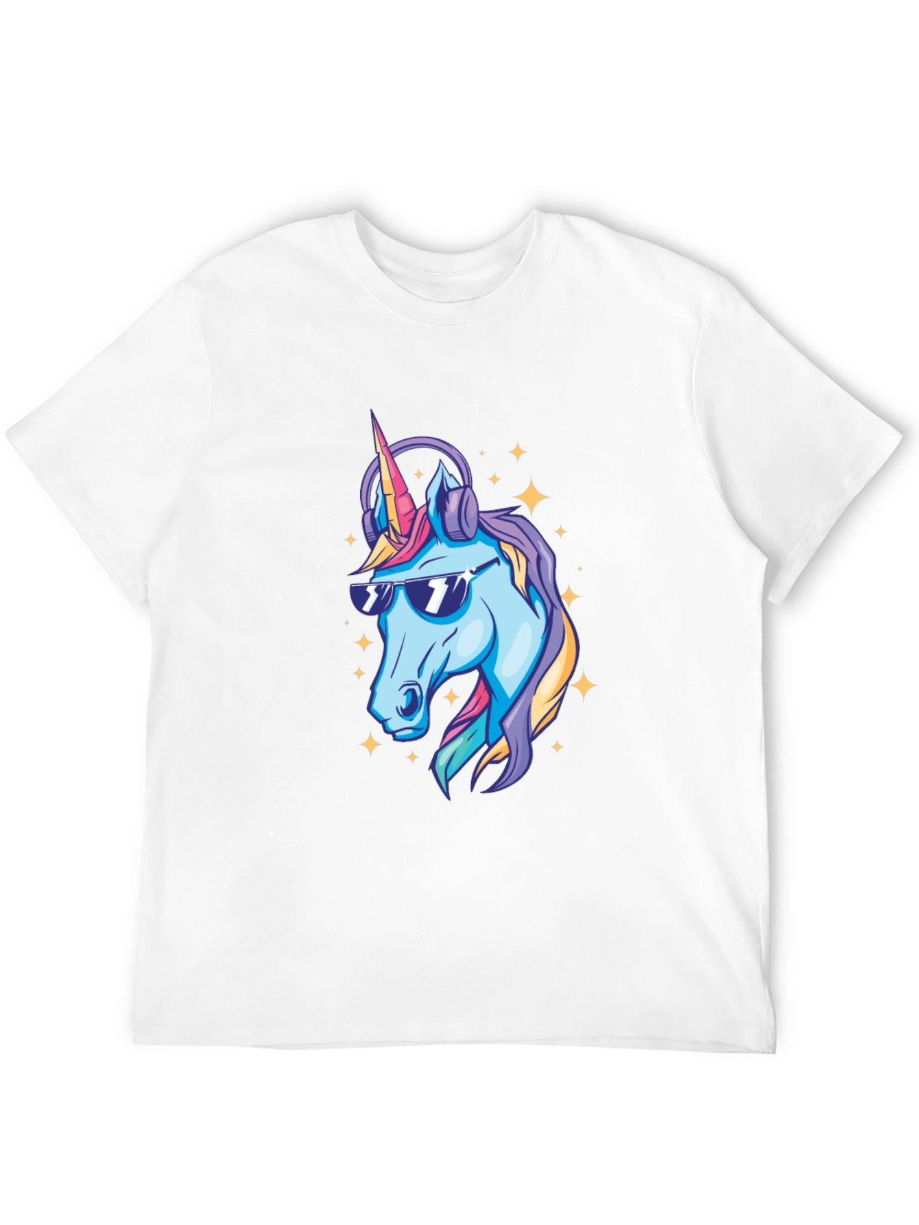 Cool Unicorn Graphic T-Shirt - Black Cotton Blend