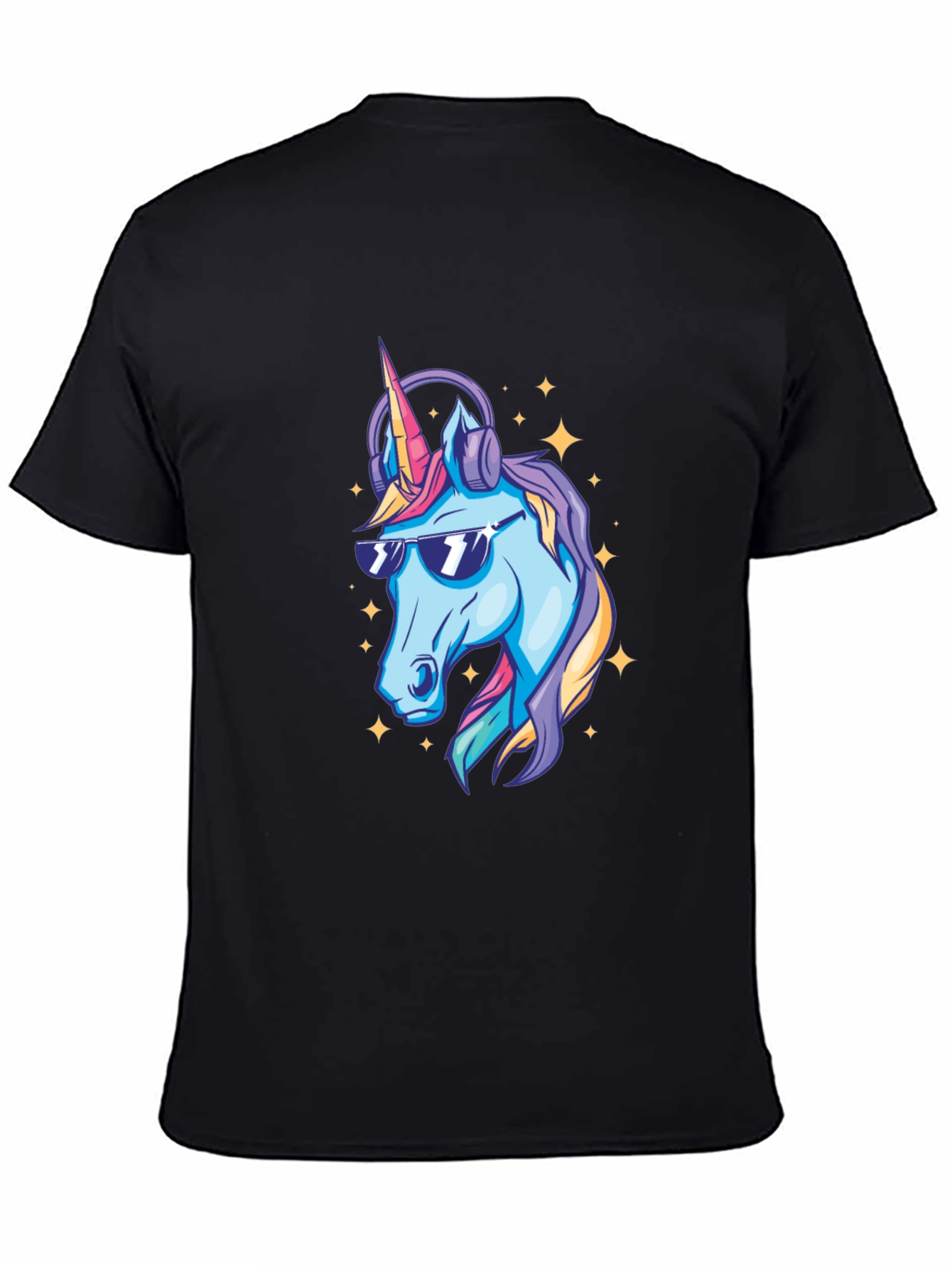 Cool Unicorn Graphic T-Shirt - Black Cotton Blend