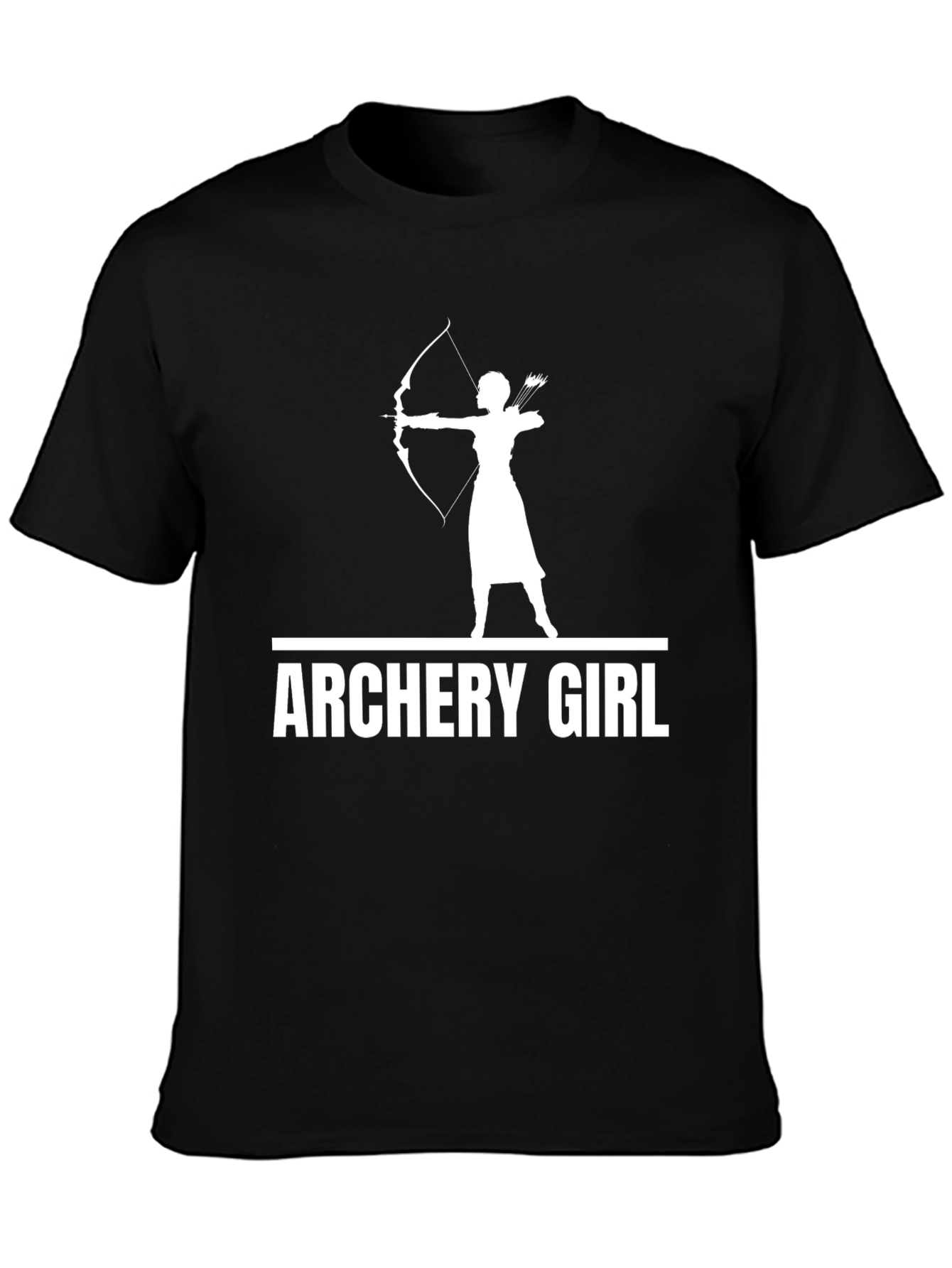 Archery Girl Graphic Tee - Black Cotton T-Shirt
