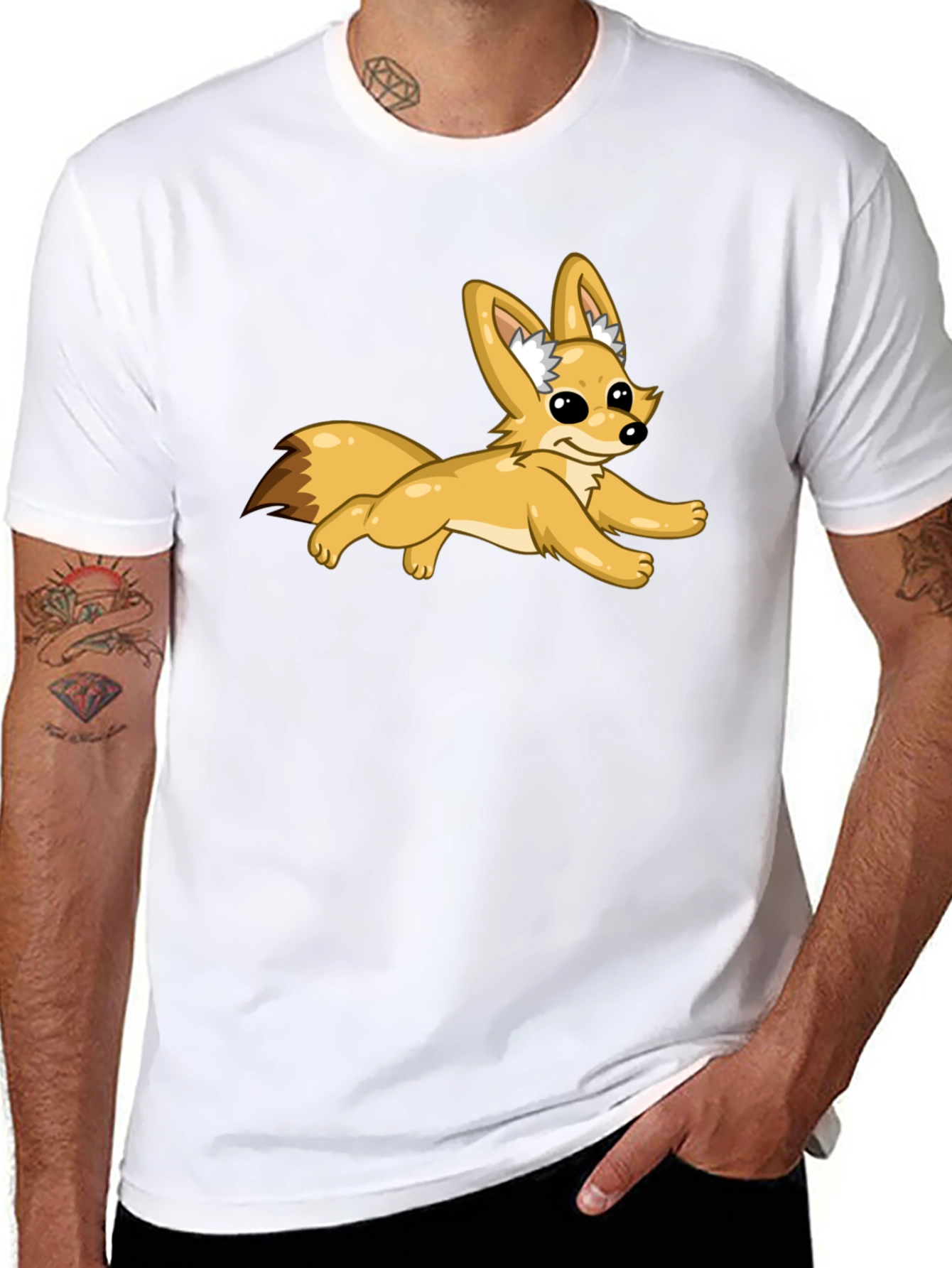 Black T-Shirt with Fox Graphic