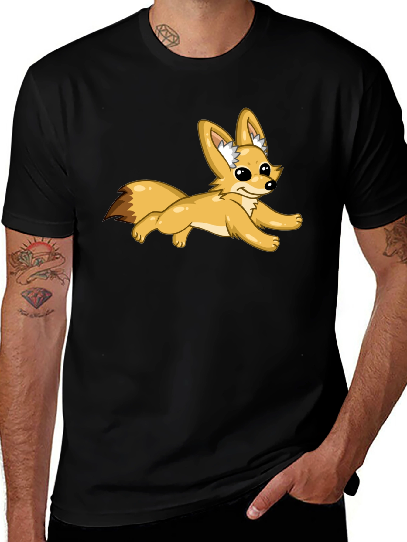 Black T-Shirt with Fox Graphic