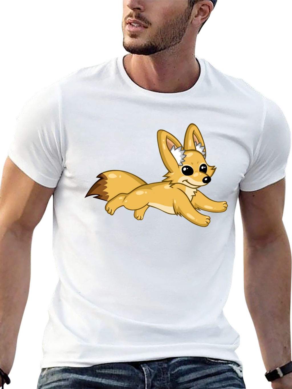 Black T-Shirt with Fox Graphic