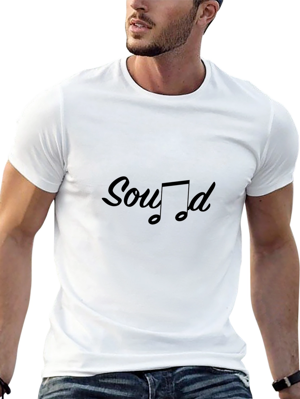 Sound Music Note Graphic Black Tee
