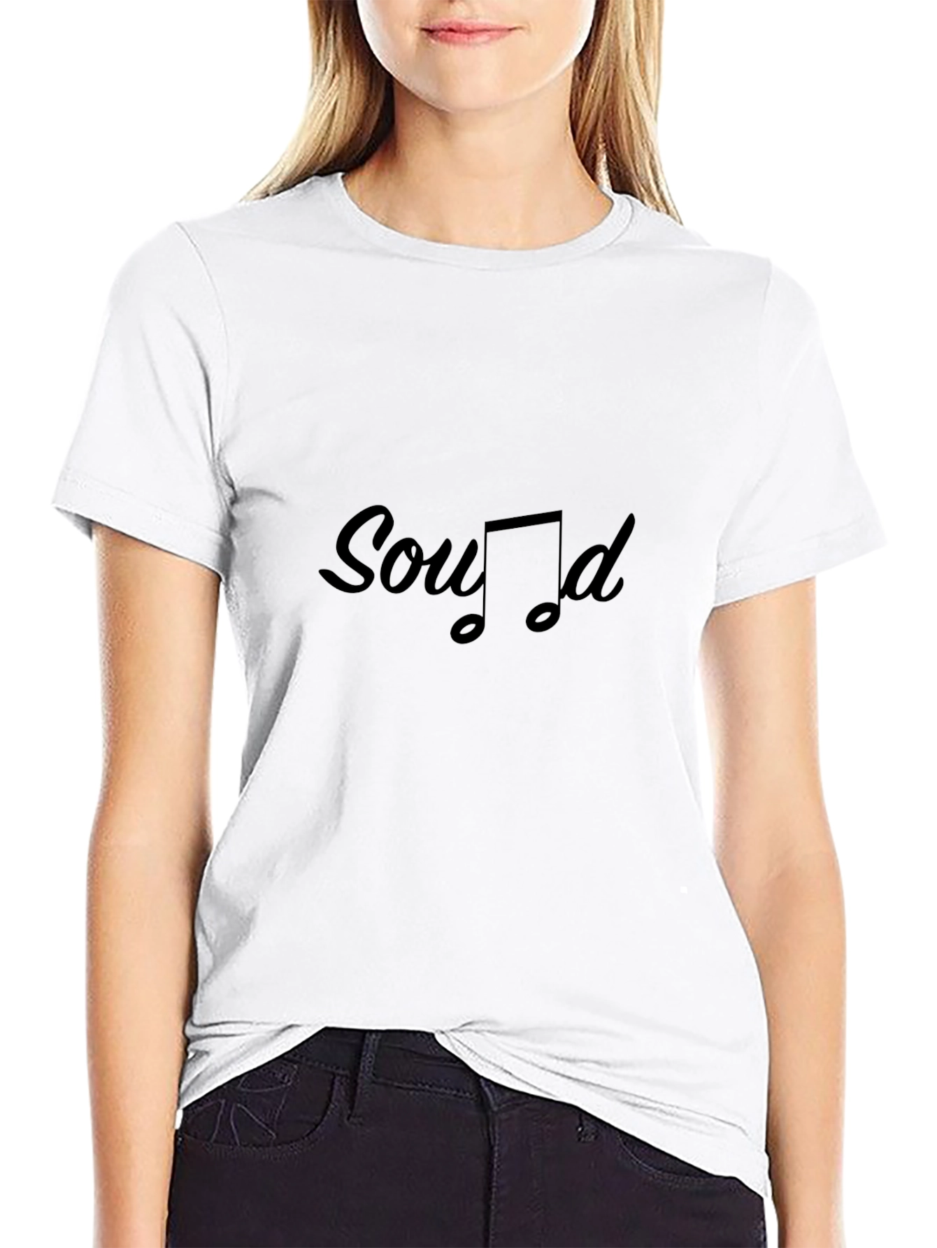 Sound Music Note Graphic Black Tee