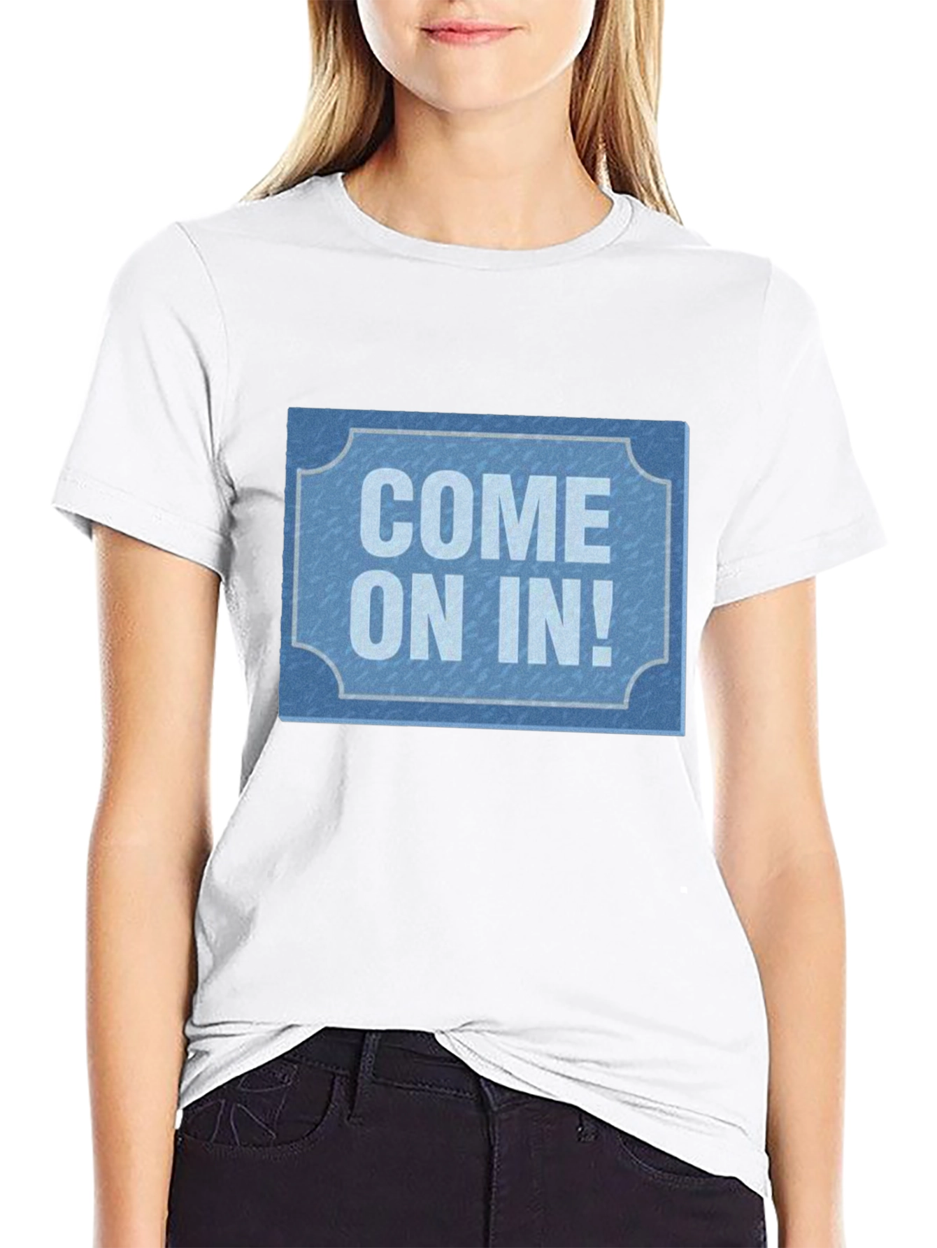 Come On In! Graphic Tee - Black Cotton Casual T-Shirt