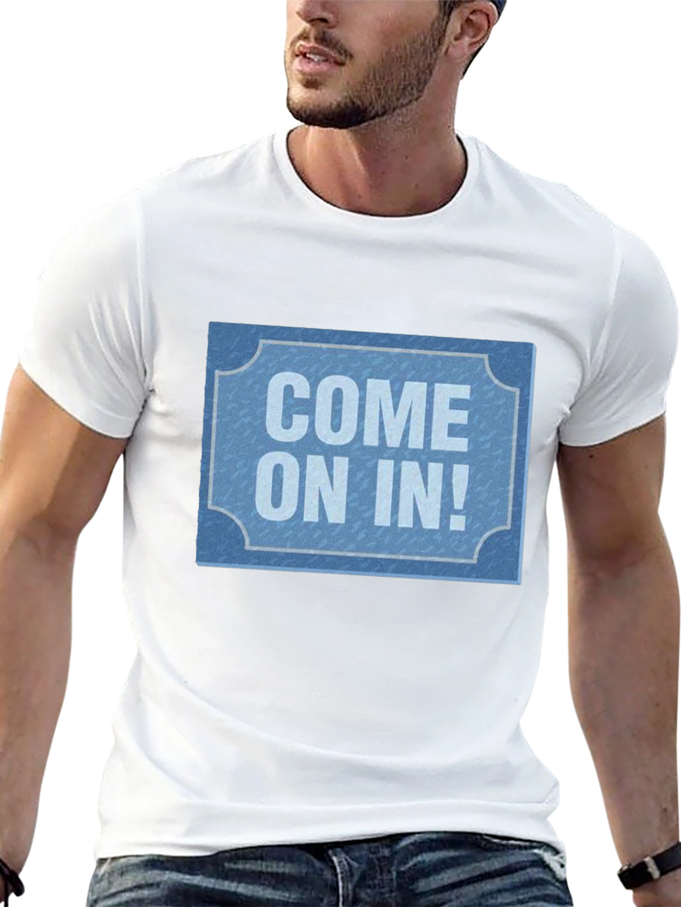 Come On In! Graphic Tee - Black Cotton Casual T-Shirt