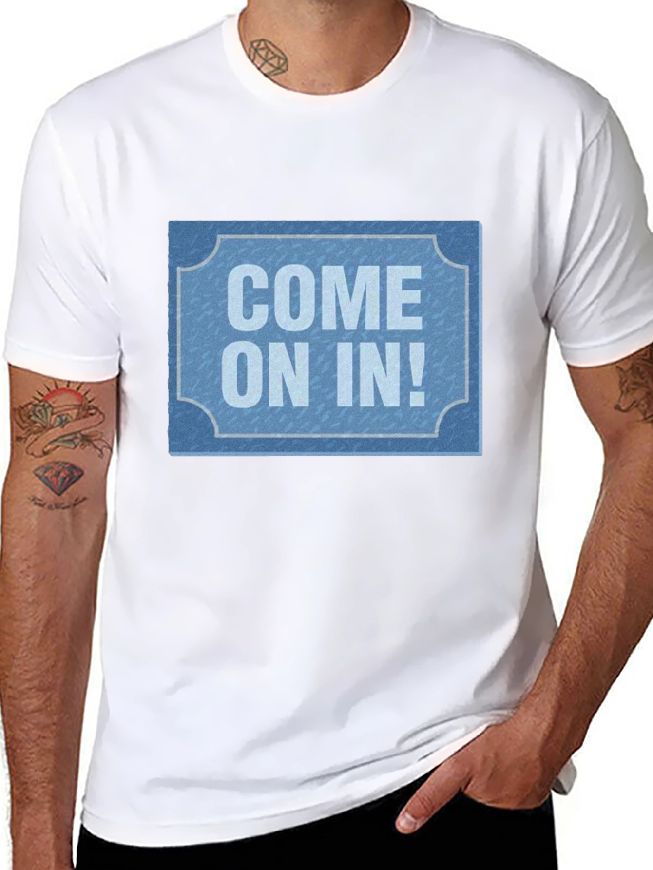 Come On In! Graphic Tee - Black Cotton Casual T-Shirt
