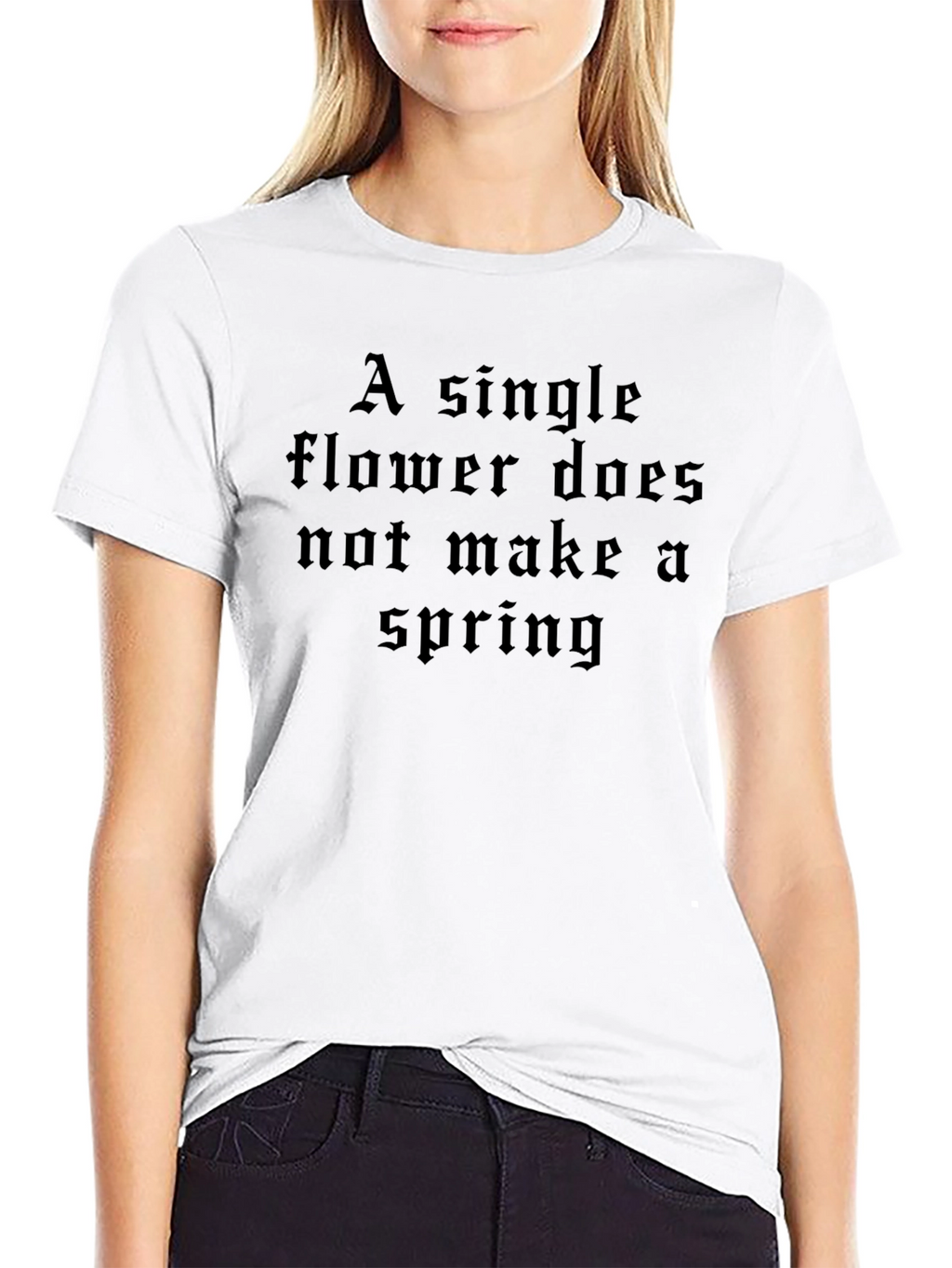 Single Flower Spring Black T-Shirt