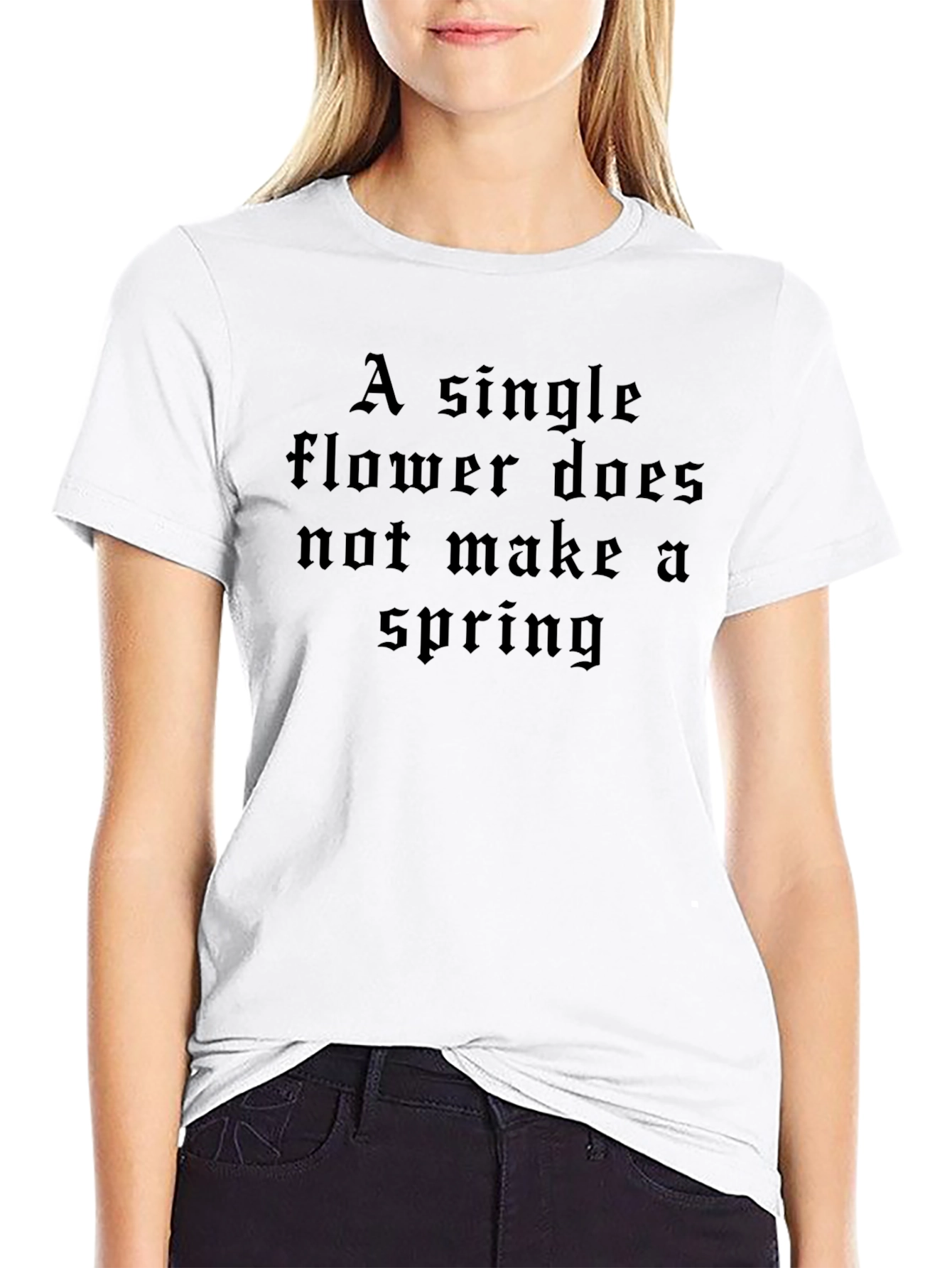 Single Flower Spring Black T-Shirt