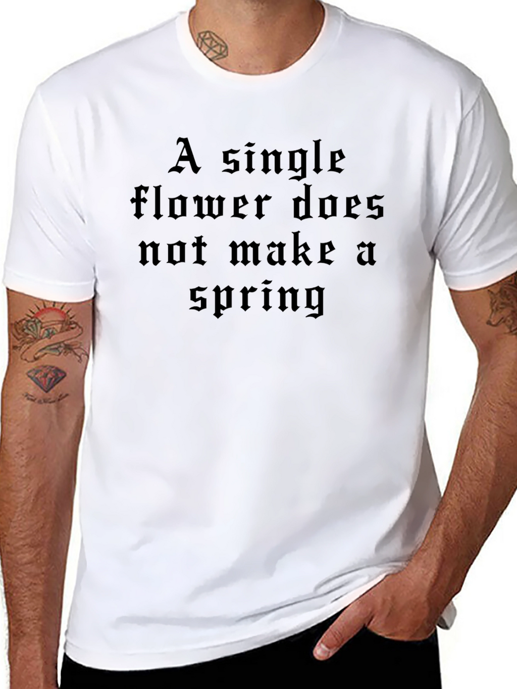 Single Flower Spring Black T-Shirt