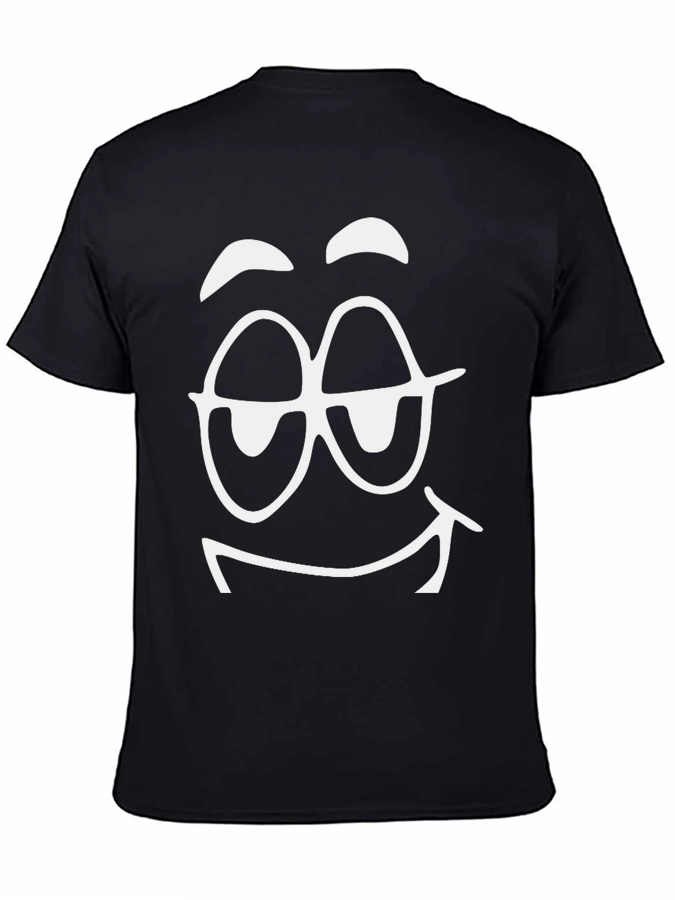 Funny Graphic Tee - Black T-Shirt with Amused Face