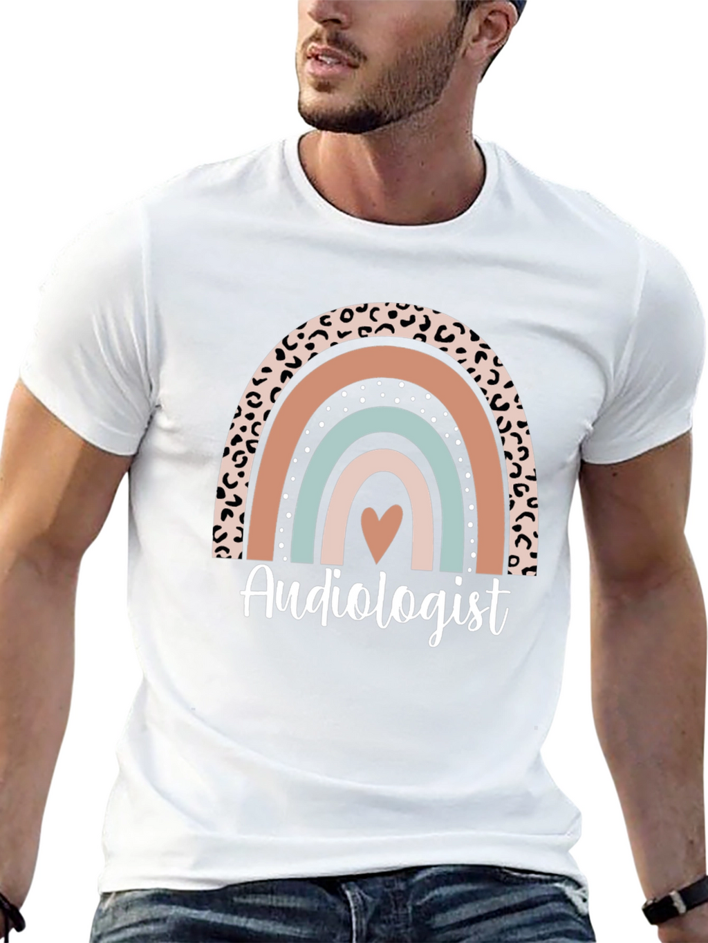 Audiologist Rainbow Heart Graphic T-Shirt