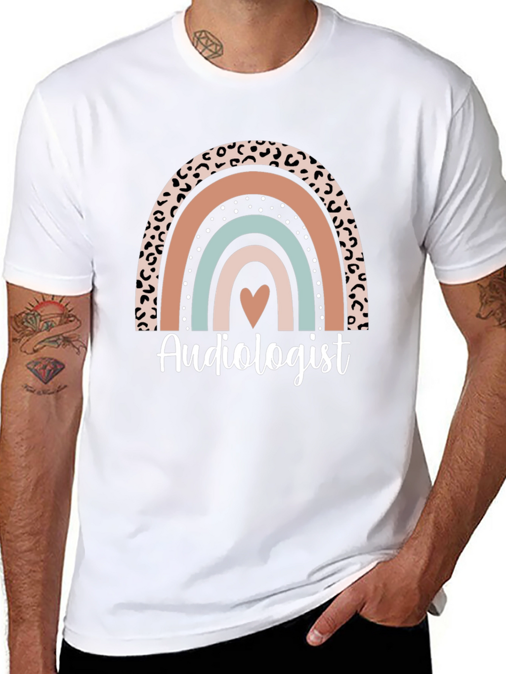 Audiologist Rainbow Heart Graphic T-Shirt
