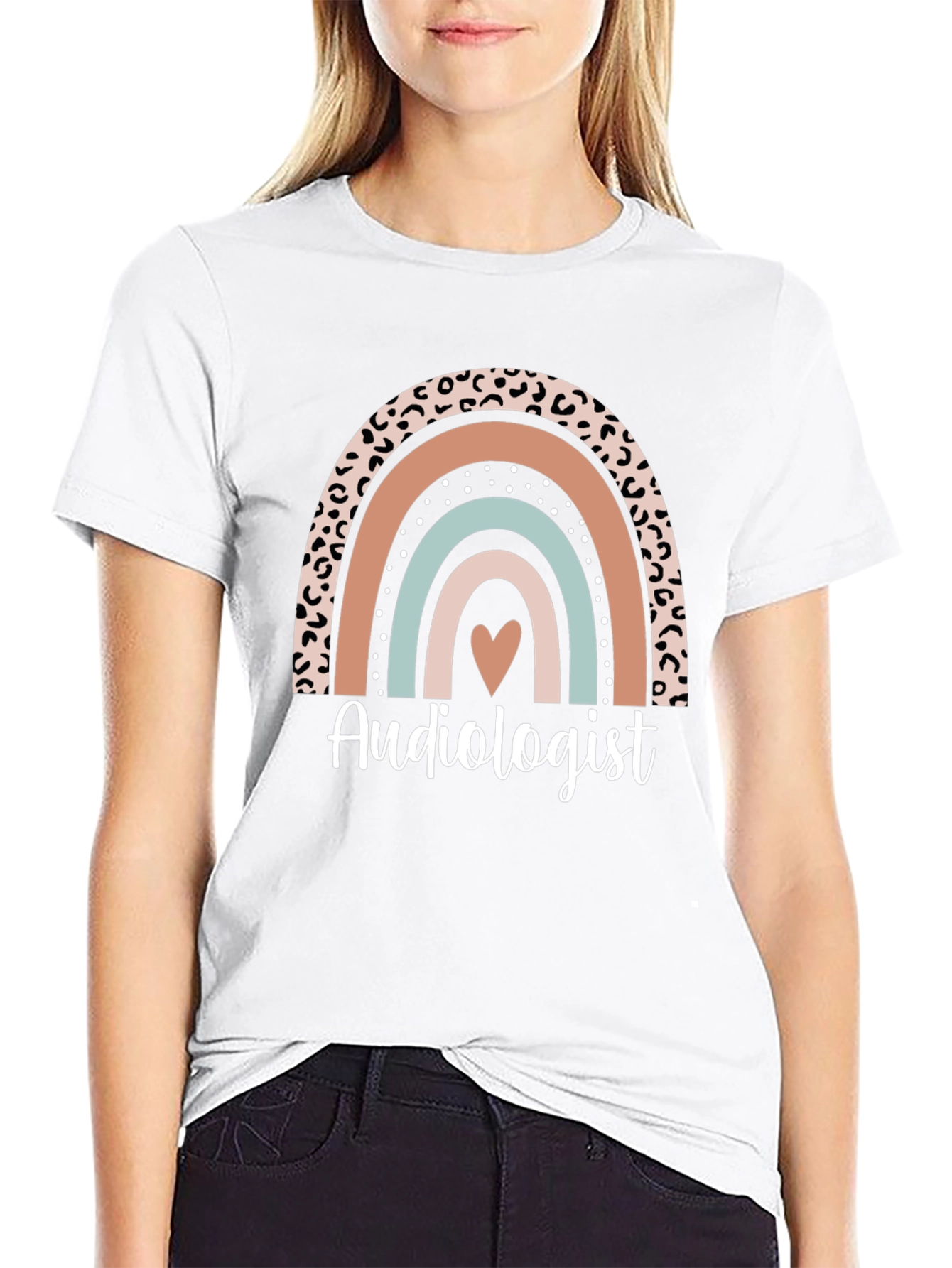 Audiologist Rainbow Heart Graphic T-Shirt