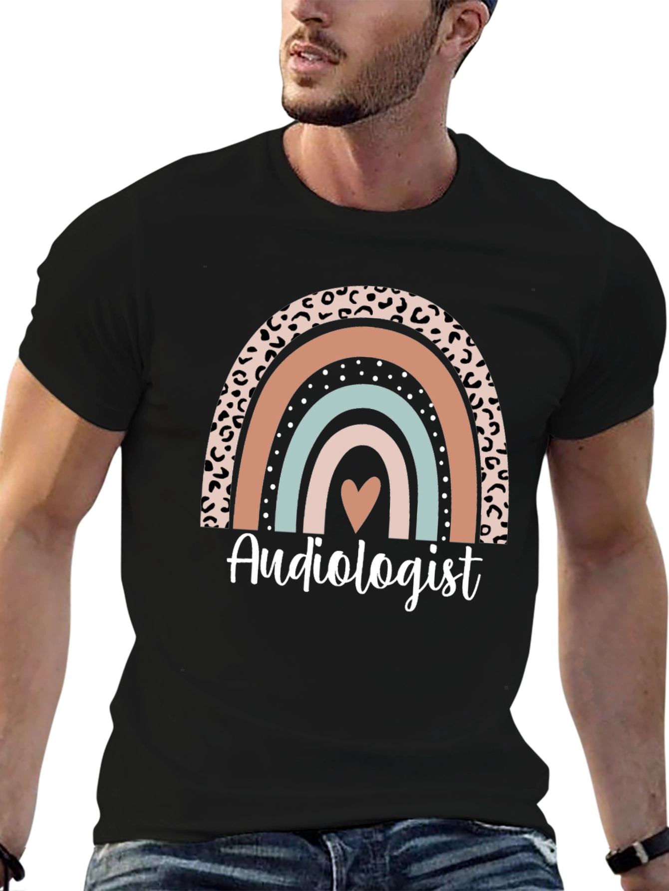 Audiologist Rainbow Heart Graphic T-Shirt